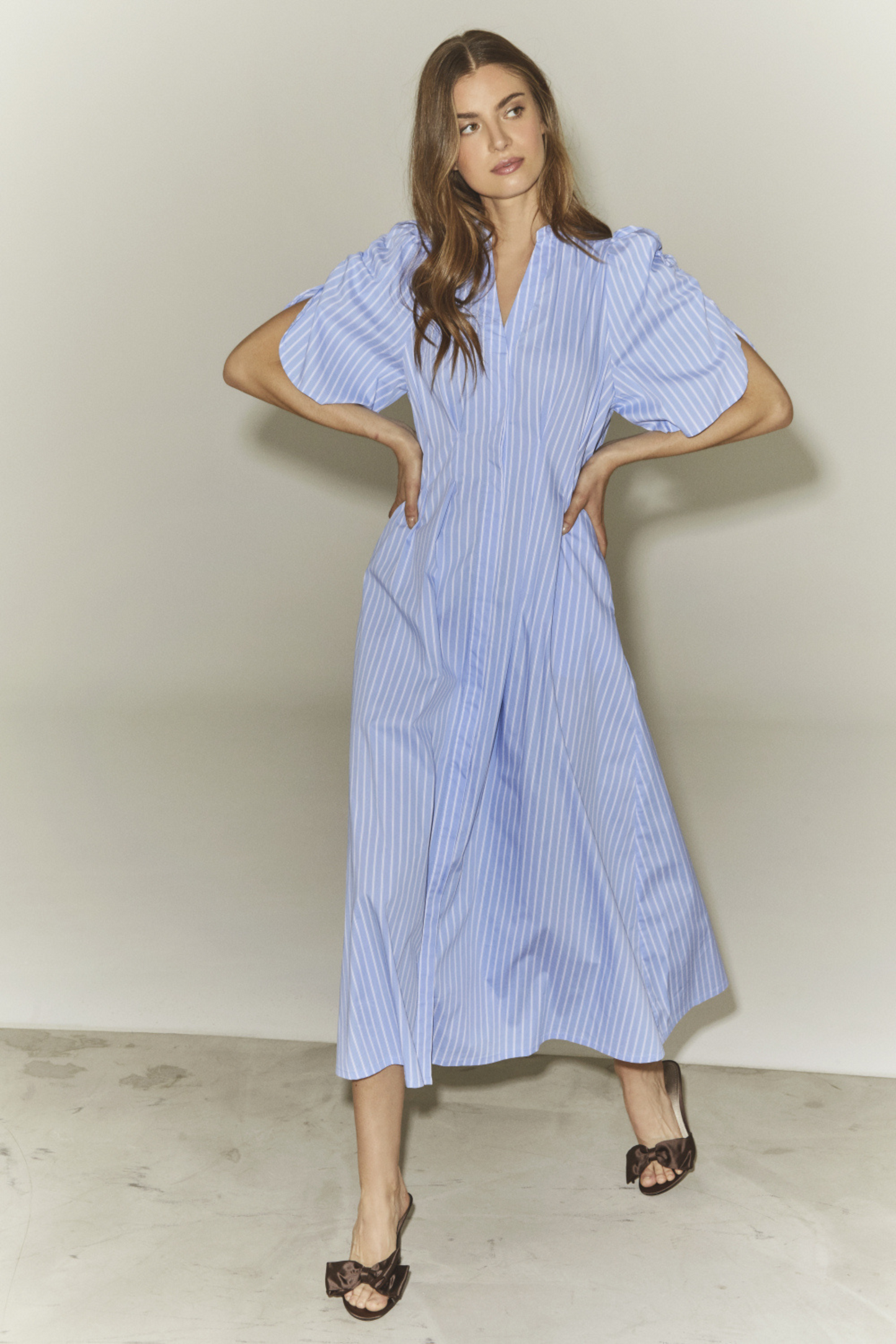 MicaCC stripe pleat dress