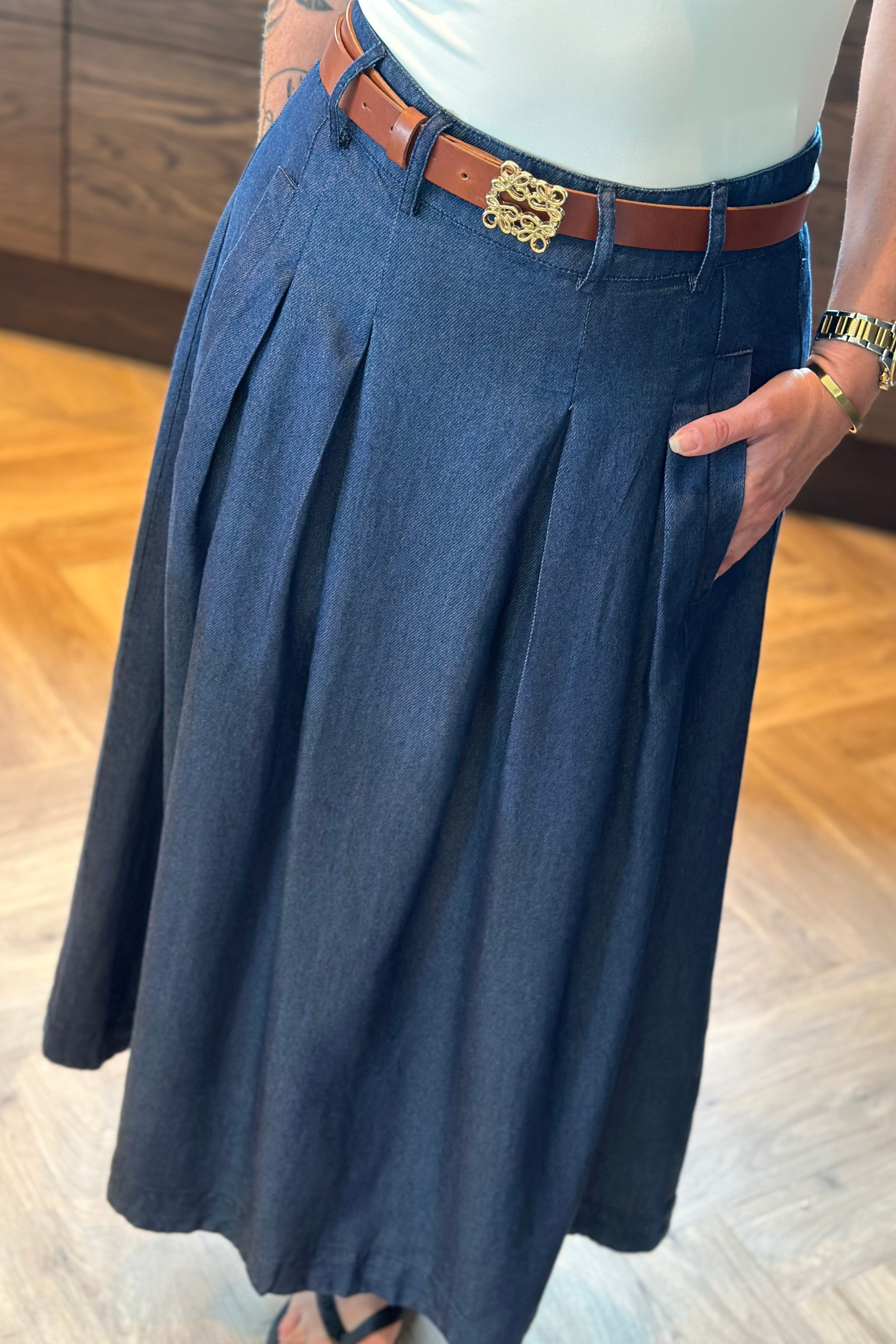 AnyaCC denim pleat skirt