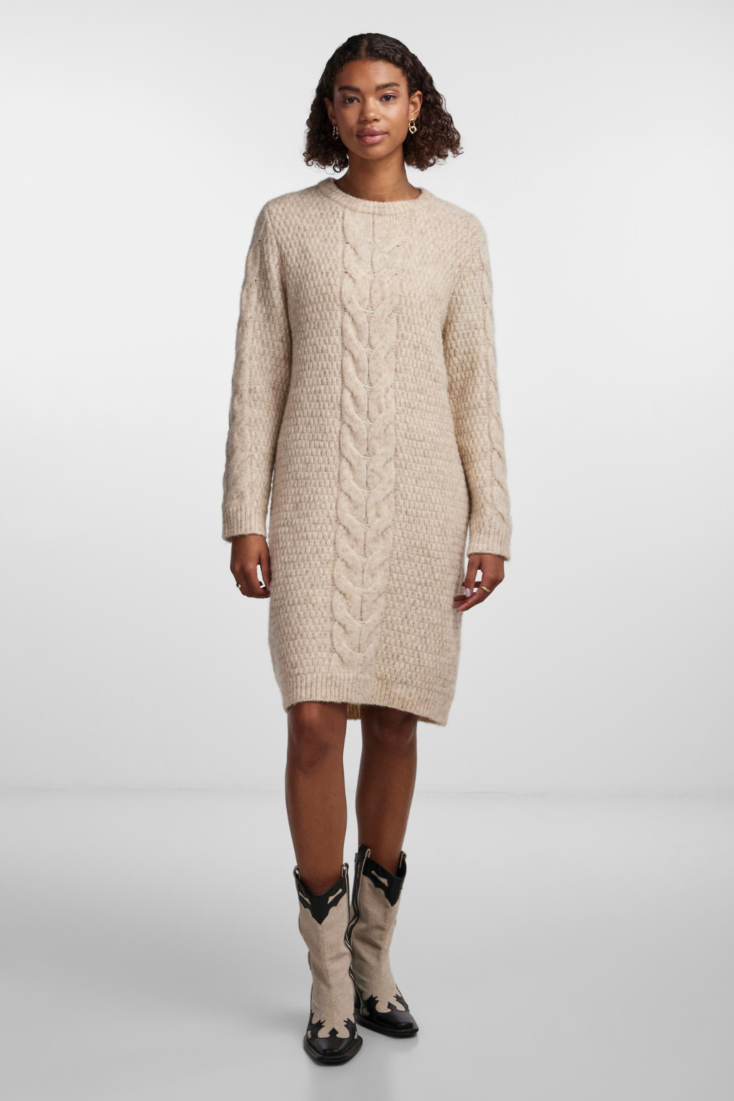 PCNina ls o-neck knit dress, birch