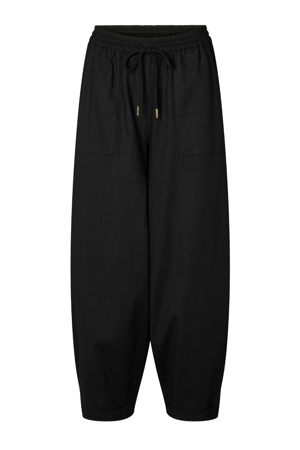 buks, bukser, pants, hør, lette, luftige, sort, bindebånd, elastik Fin, smuk, elegant, klassisk, feminin, pæn, rå, cool, sej, unik, musthave, hverdag, fest