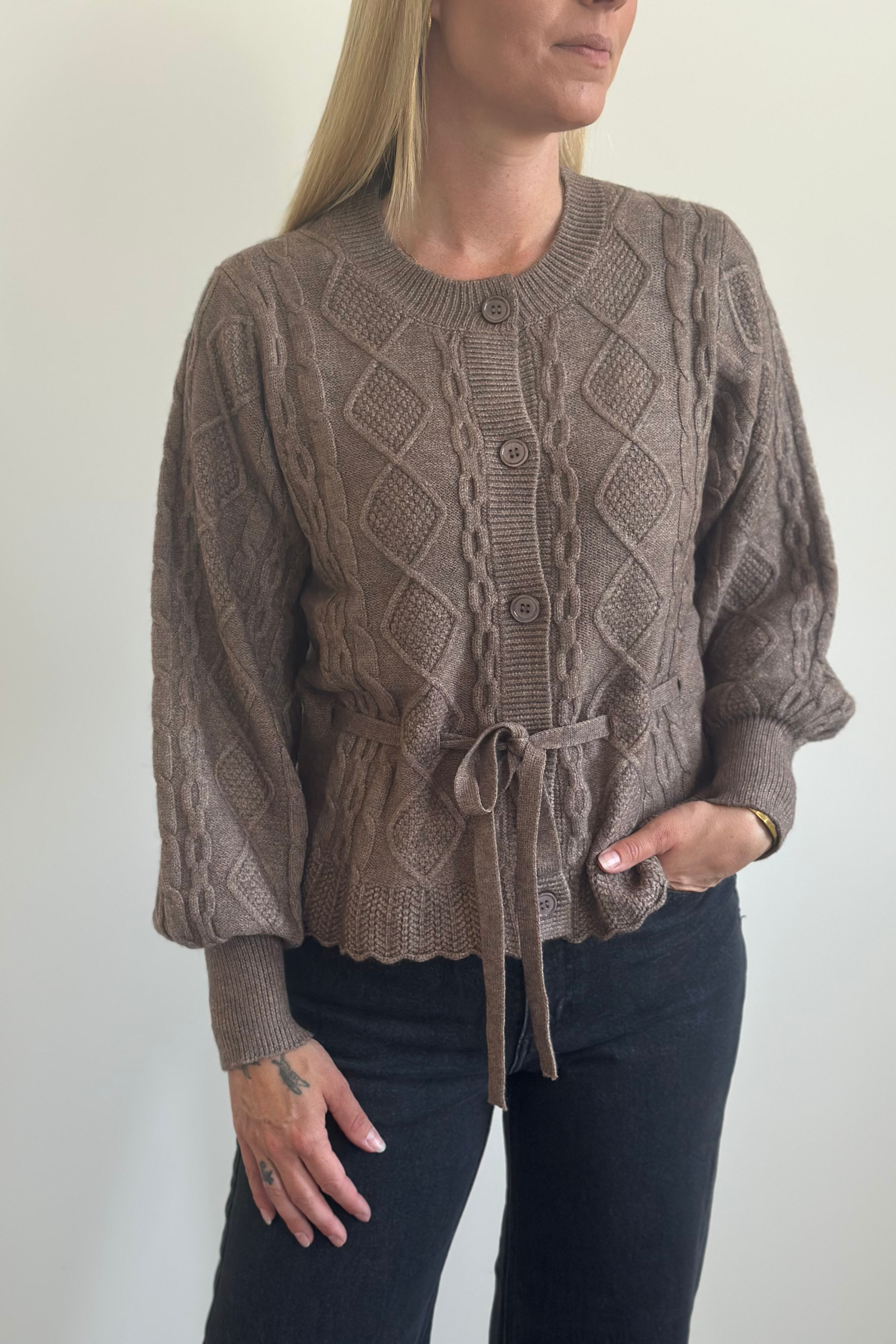 RowCC cable tie cardigan