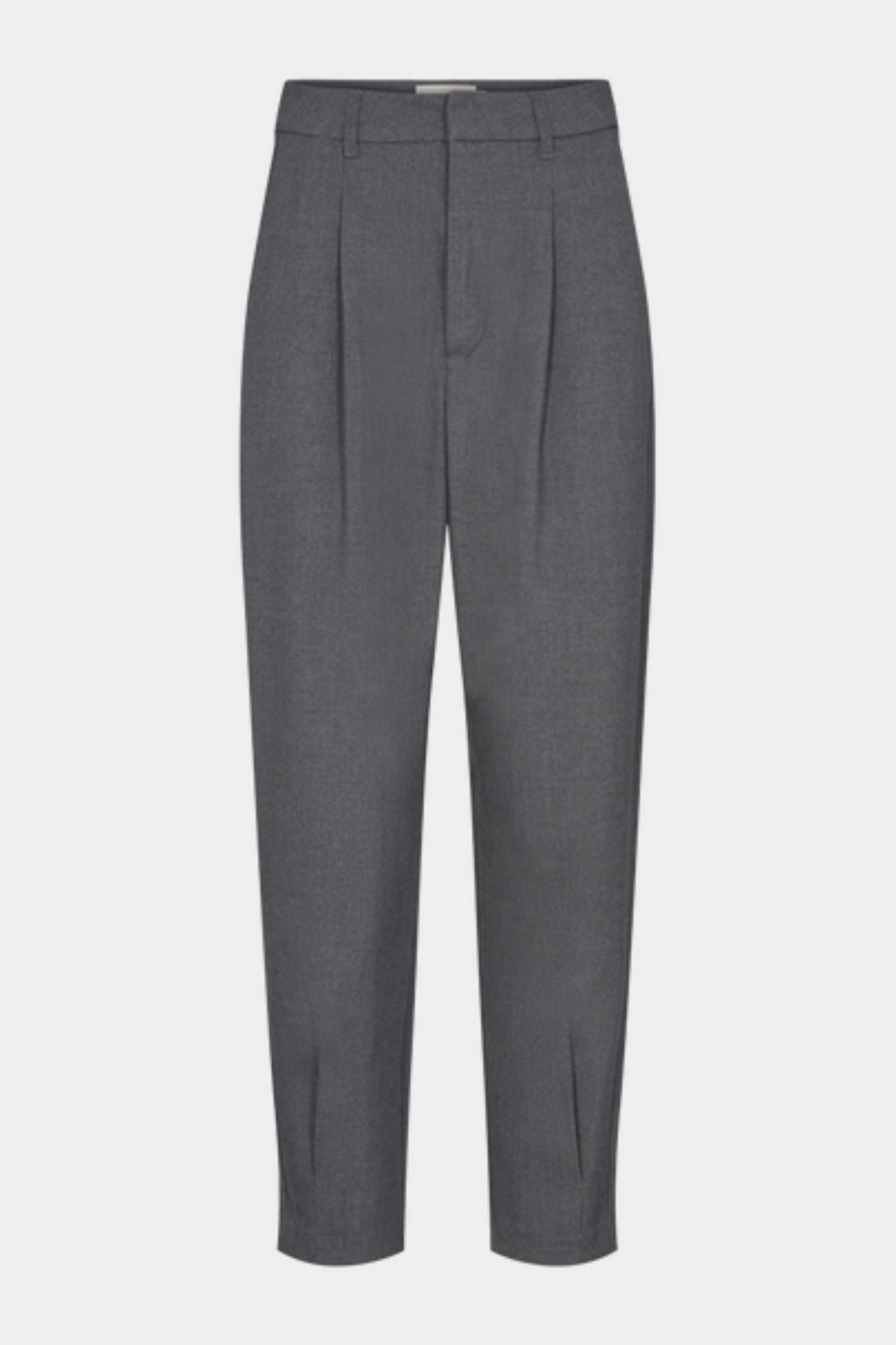 buks, pant, klassisk, business, habit, habitbuks, grå, grey, meleret, melange, læg, stumpe, cigaret, arbejde, hverdag, fin, fest, elegant, feminin, staple, kvinde, dame, woman