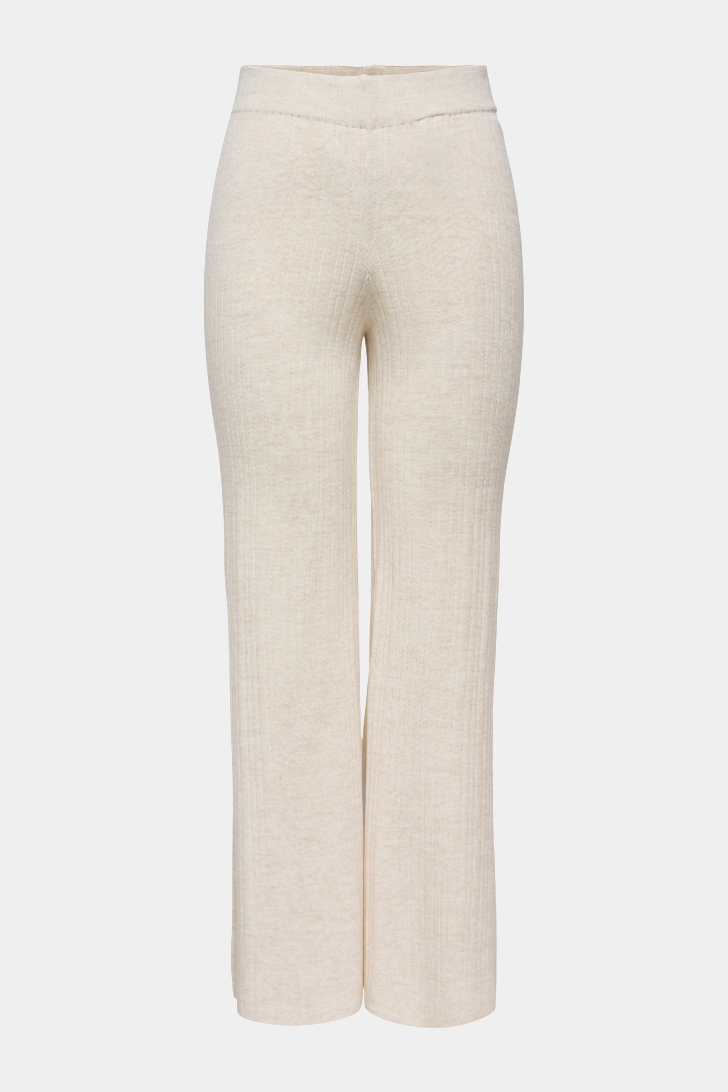 Fin, smuk, elegant, klassisk, staple, feminin, pæn, rå, cool, sej, unik, musthave, hverdag, fest, kvinde, dame, woman, buks, bukser, pant, pants, wide, vidde, bred, blød, soft, strik, knit, rib, ribstrik, brun, beige, melange, meleret, sand, elastik, hygge, cozy, hjemme