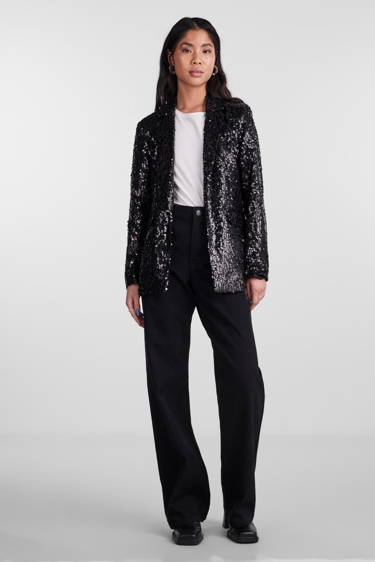 PCBossy sequin blazer, black