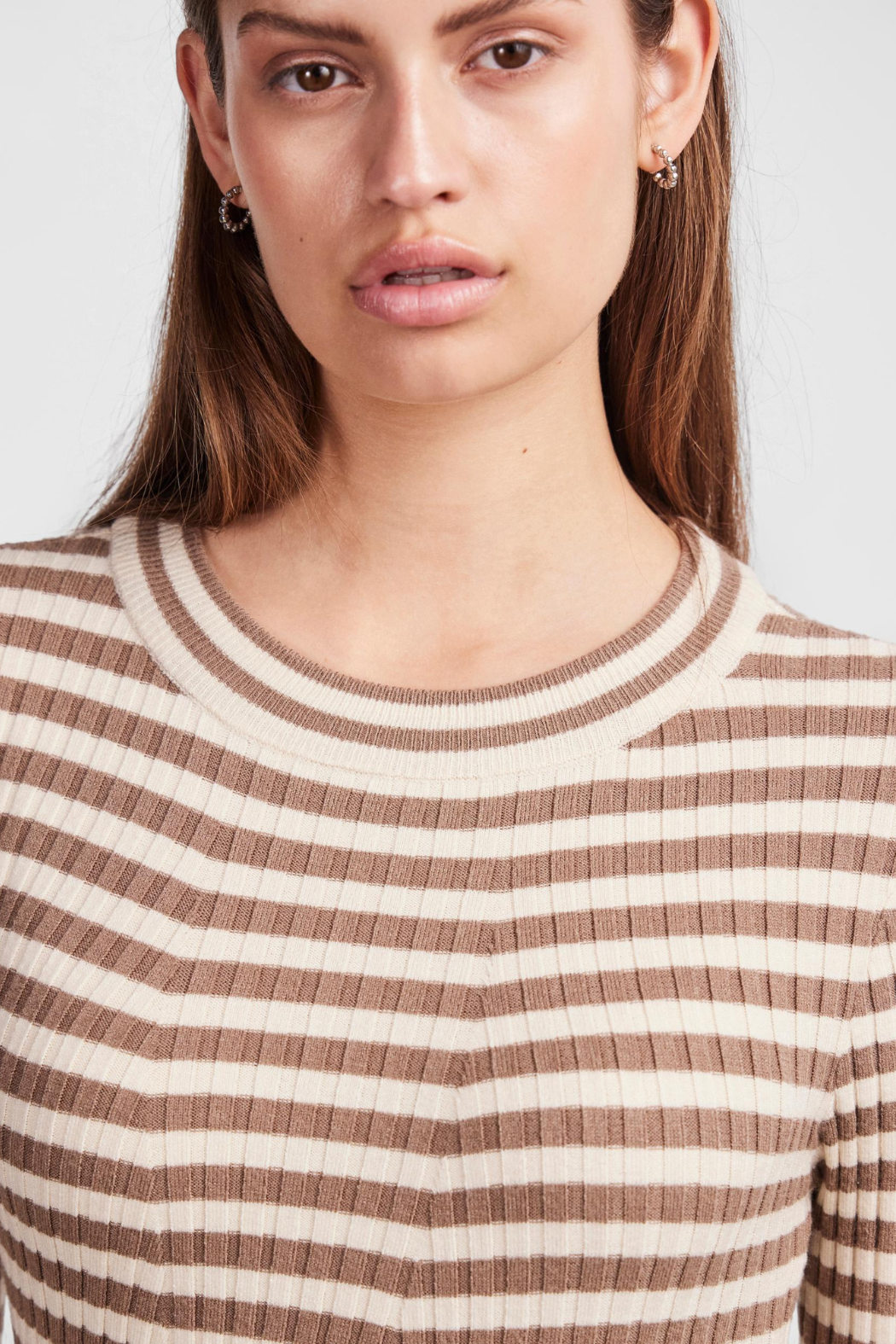 PCCrista ls o-neck knit, fossil/birch