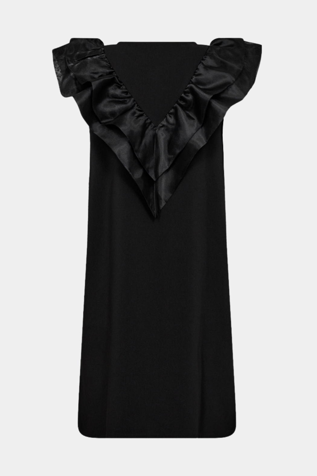kjole, dress, short, kort, festlig, sort, black, flæse, flæser, frill, mesh, knap, fin, smuk, elegant, klassisk, feminin, pæn, rå, cool, sej, unik, musthave, hverdag, fest