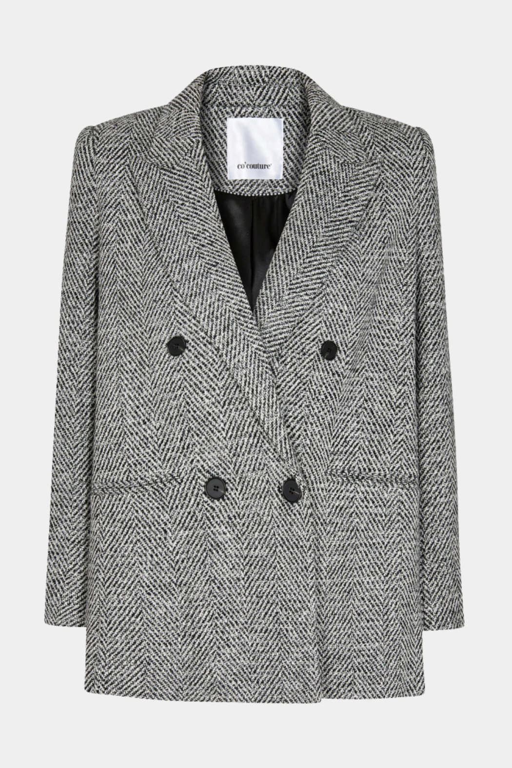 jakke, frakke, blazer, blazerjakke, habit, oversize, løs, stor, stribet, melange, sort, hvid, stribet, struktur, overtøj, jakkesæt, suit, fin, smuk, elegant, klassisk, feminin, pæn, rå, cool, sej, unik, musthave, hverdag, fest