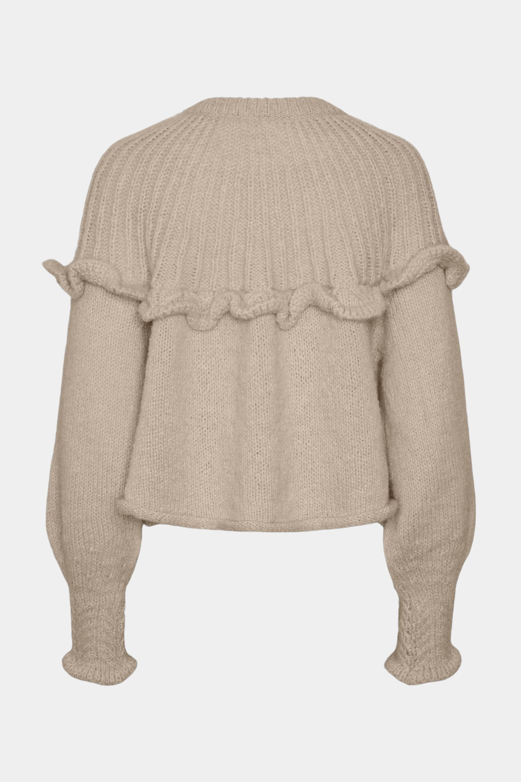 strik, knit, blød, varm, flæse, flæser, brun, rosa, beige, nude, tyk, strikket, trøje, pullover, fin, smuk, elegant, klassisk, feminin, pæn, rå, cool, sej, unik, musthave, hverdag, fest, koldt, vinter, efterår