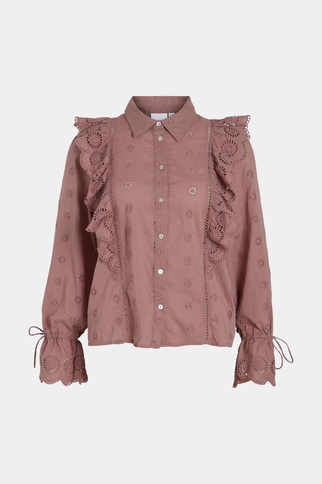 skjorte, shirt, lilla, blomme, flæser, blonder, broderi, broderi anglaise, krave, bindebånd, knapper, fin, smuk, elegant, klassisk, feminin, pæn, rå, cool, sej, unik, boheme, hverdag, fest