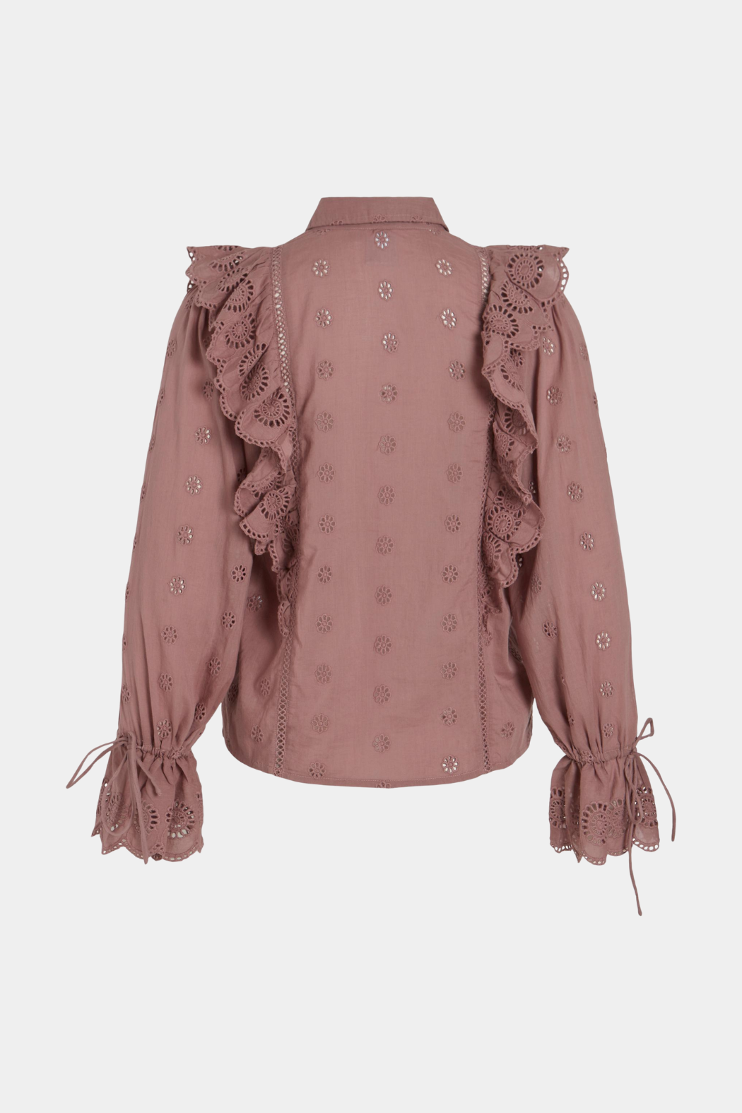 skjorte, shirt, lilla, blomme, flæser, blonder, broderi, broderi anglaise, krave, bindebånd, knapper, fin, smuk, elegant, klassisk, feminin, pæn, rå, cool, sej, unik, boheme, hverdag, fest