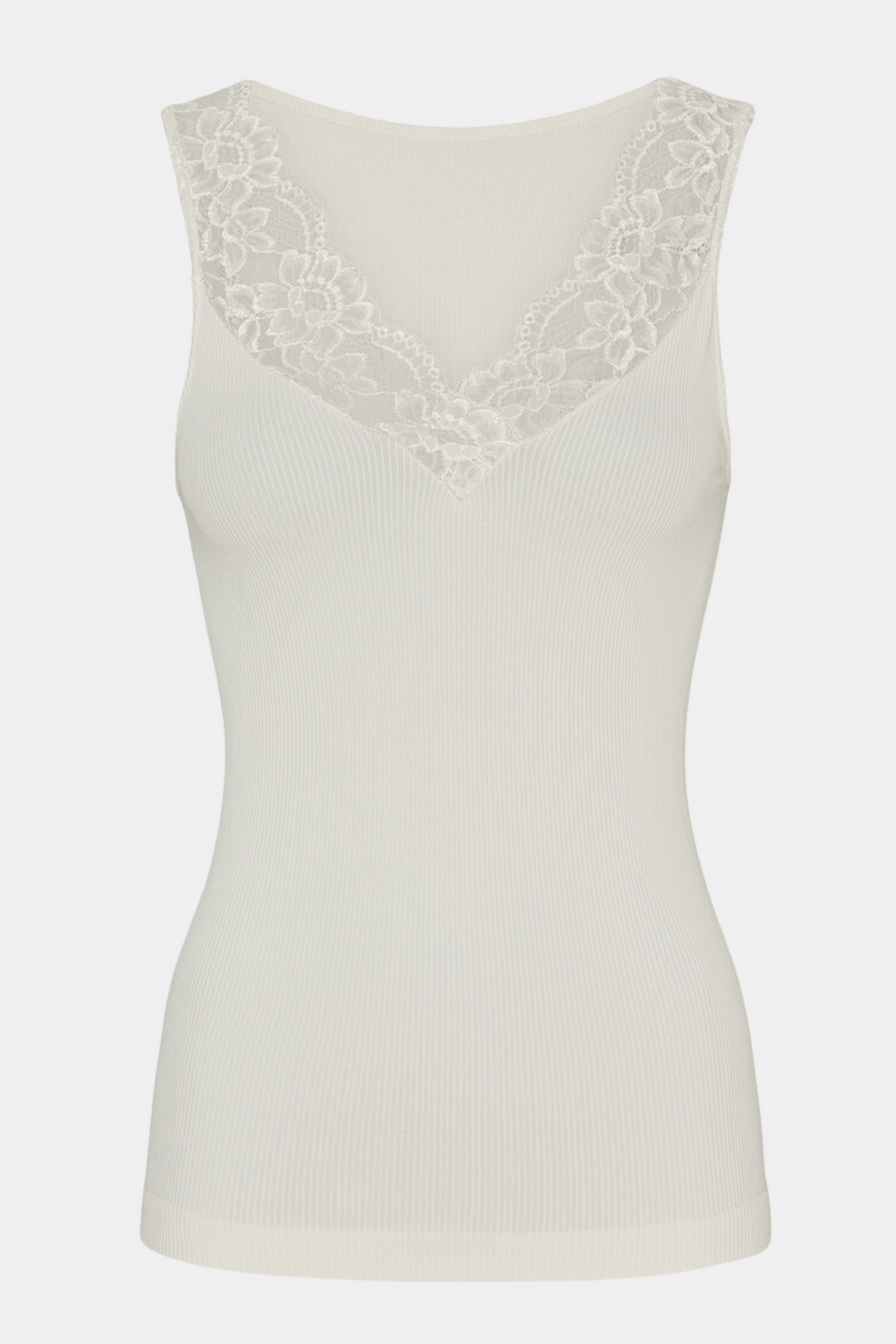 top, bluse, blouse, hvid, råhvid, off white, lace, blonde, rib, stretchy, elastik, mikrofiber, microfiber, kvinde, dame, woman, farveægte, allergivenlig