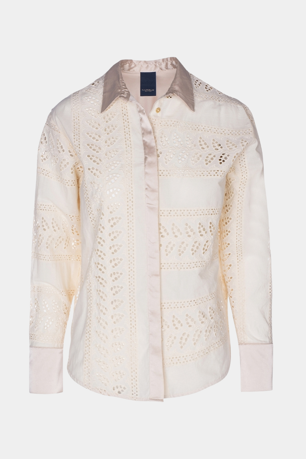 skjorte, shirt, broderi anglaise, blonde, blonder, råhvid, creme, shiny, fin, smuk, elegant, klassisk, feminin, pæn, rå, cool, sej, unik, musthave, hverdag, fest
