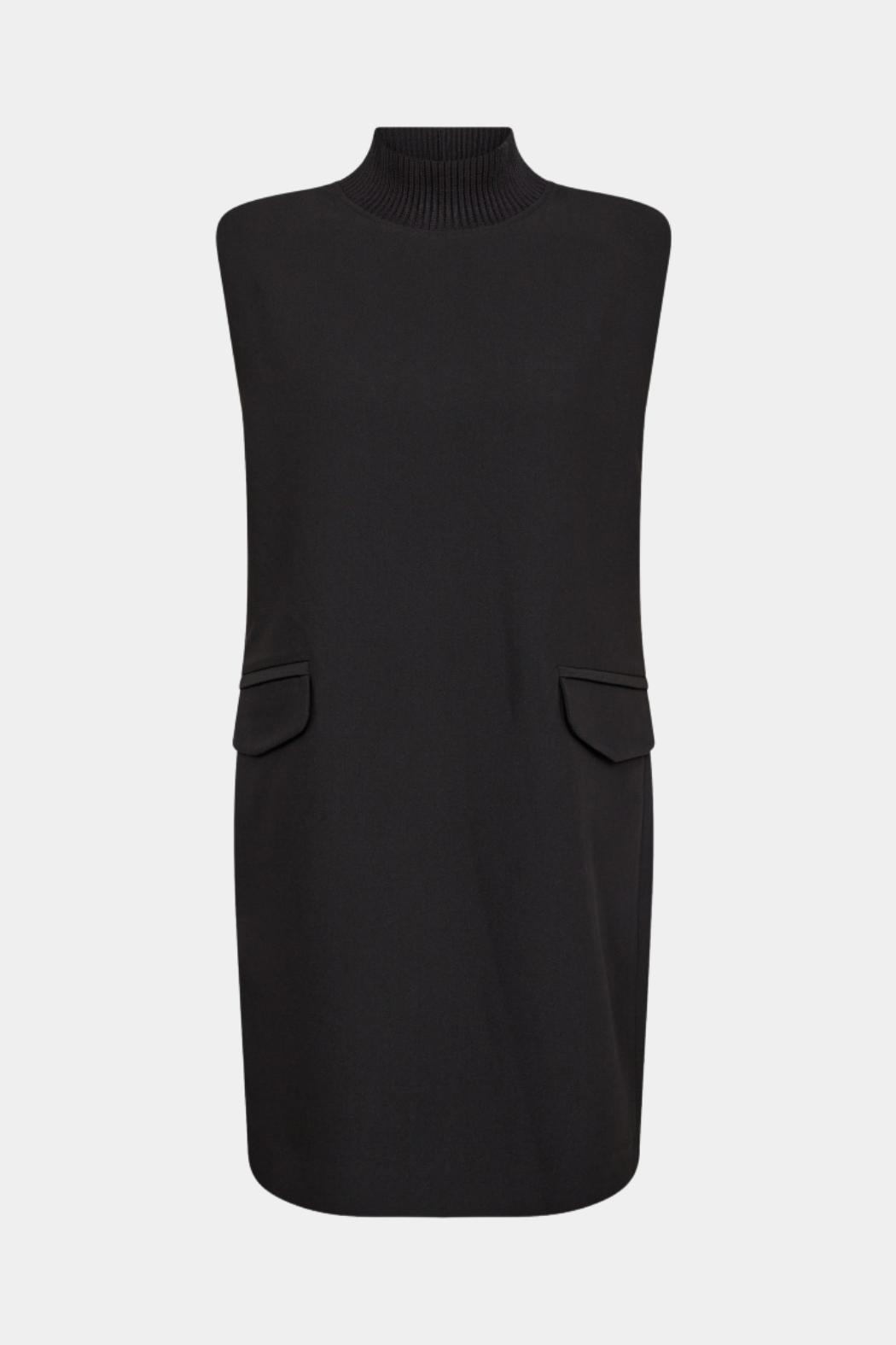 kjole, dress, lomme, lommer, rib, højhals, ærmeløs, sort, black, fin, smuk, elegant, klassisk, feminin, pæn, rå, cool, sej, unik, musthave, hverdag, fest