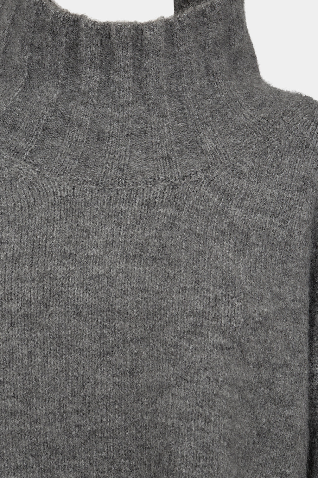 strik, knit, højhals, højhalset, varm, rib, grå, gråmelange, fin, smuk, elegant, klassisk, feminin, pæn, rå, cool, sej, unik, musthave, hverdag, fesr