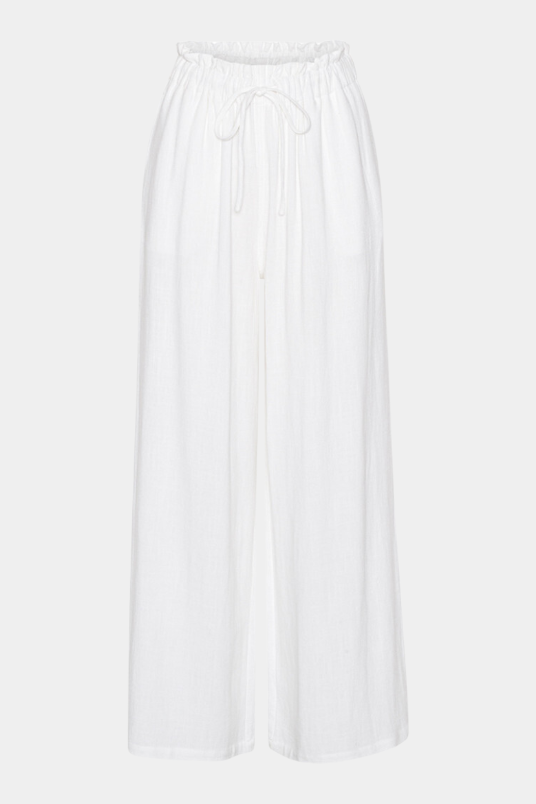 buks, pant, hør, linen, hørbuks, hvid, white, elastik, snøre, flæse, rynke, vidde, bred, straight, wide, løs, loose, afslappet, basic, basis, sommer, summer, luftig, afslappet, hverdag, fin, kvinde, dame, woman