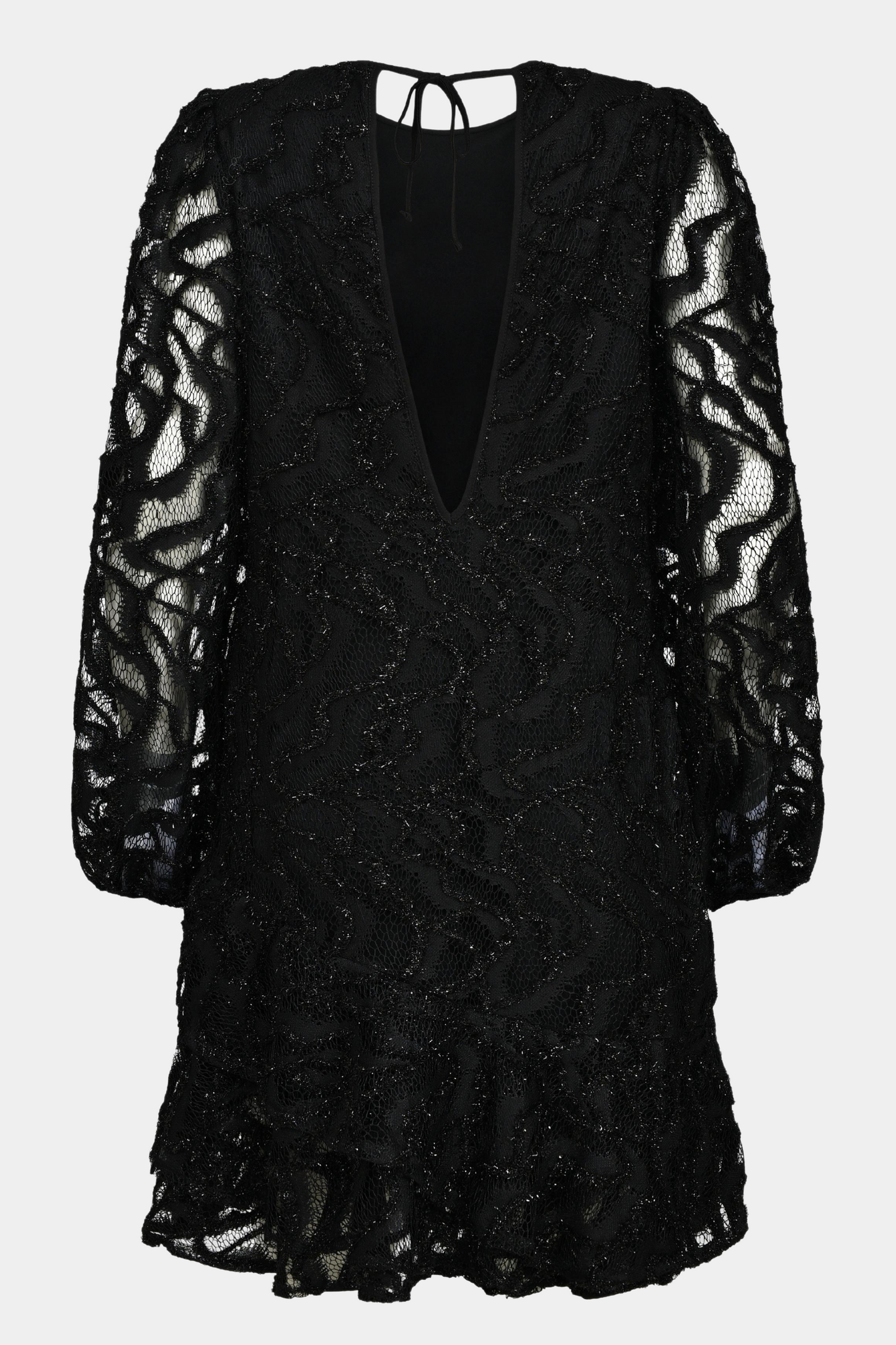 kjole, dress, glimmer, glitter, sort, black, print, mønster, flæse, fest, festkjole, party, elegant, fin, feminin, hverdag, fest, jul, Christmas, xmas, nytår, new year, langærmet, short, mini, midi, kvinde, dame, woman