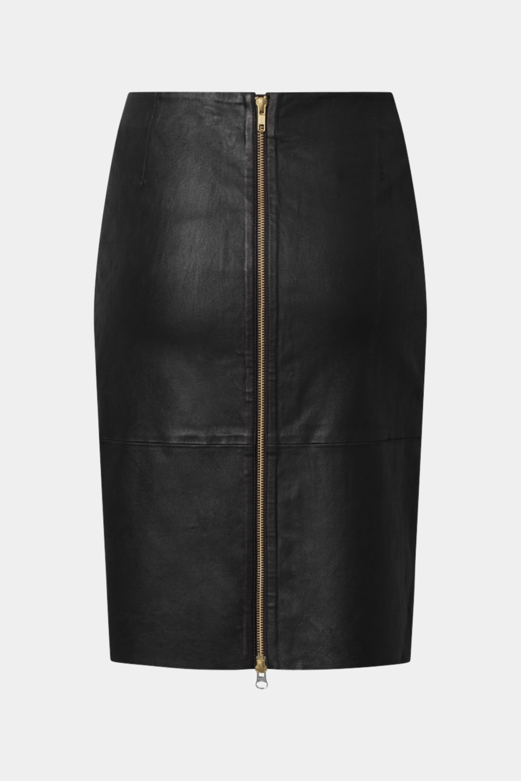 Nederdel, skirt, overknee, skind, læder, leather, lynlås, guld, sort, fin, smuk, elegant, klassisk, feminin, rå, cool, sej, pæn, sofistikeret, klassisker, basis, basic, musthave, hverdag, fest