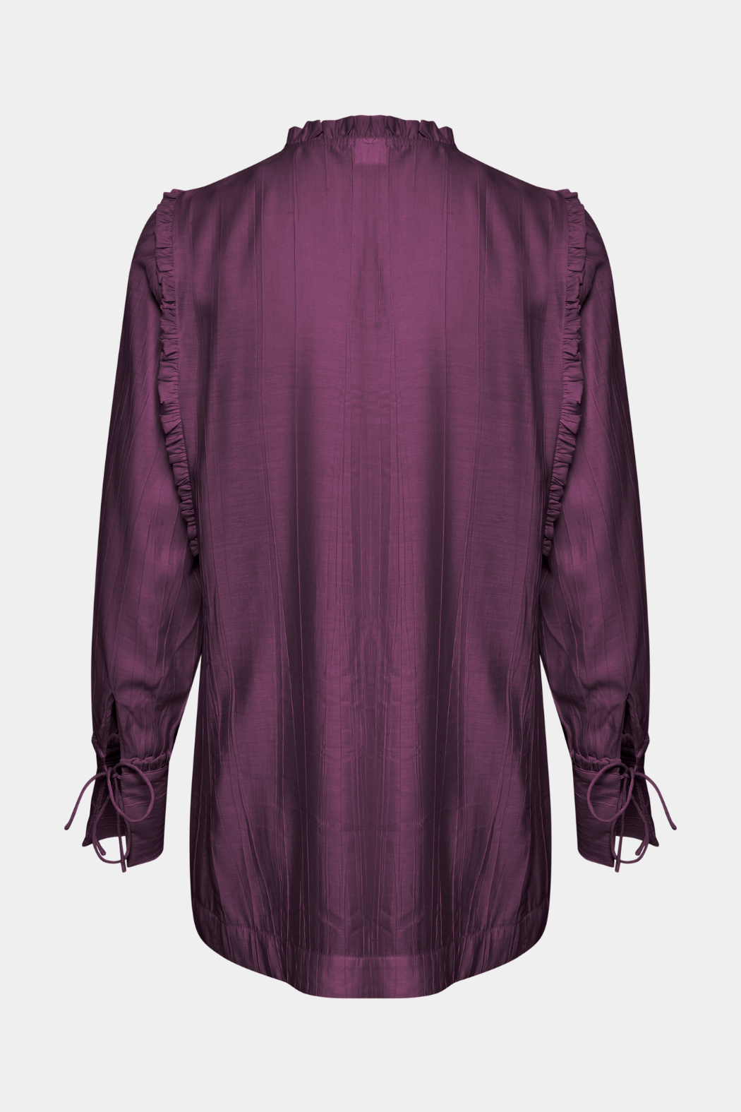 skjorte, shirt, lilla, purple, flæser, bindebånd, lang, løs, viskose, let, blød, fin, smuk, elegant, klassisk, feminin, cool, rå, sej, pæn, unik, musthave, hverdag, fest,