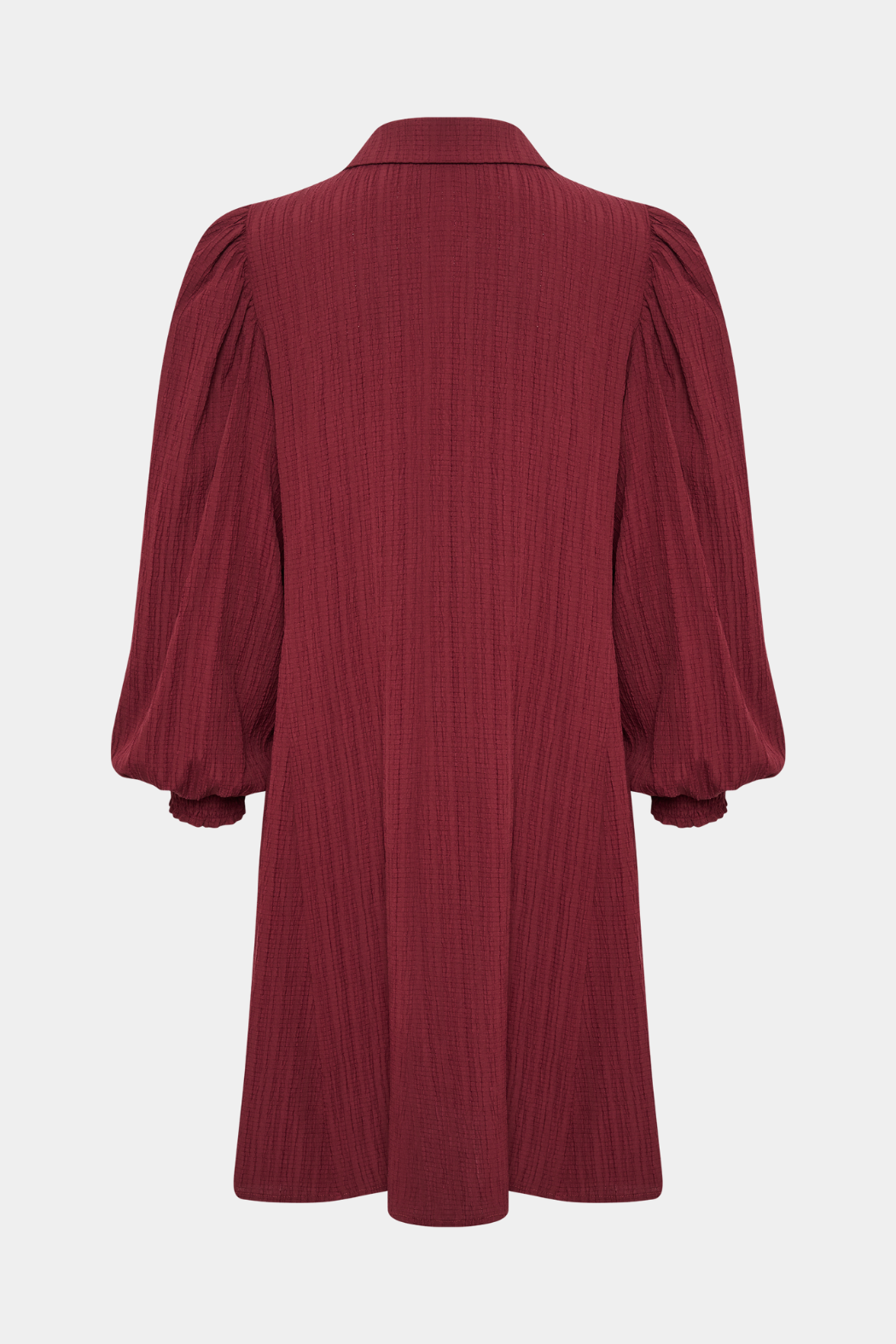 kjole, dress, fitted, tætsiddende, krave, knapper, puf, flæser, rød, lille, bordeaux, fin, smuk, elegant, klassisk, feminin, cool, rå, sej, unik, musthave, hverdag, fest