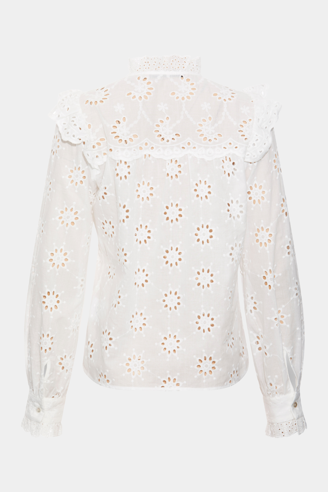 bluse, skjorte, shirt, blouse, broderi, broderianglaise, hulmønster, flæser, hvid, fin, smuk, elegant, klassisk, pæn, feminin, rå, cool, sej, unik, musthave, hverdag, fest