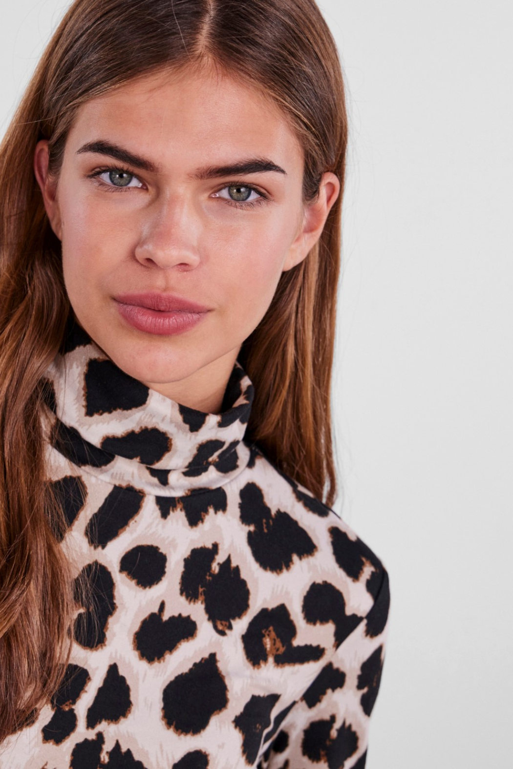 PCNala ls high neck top, black/leo
