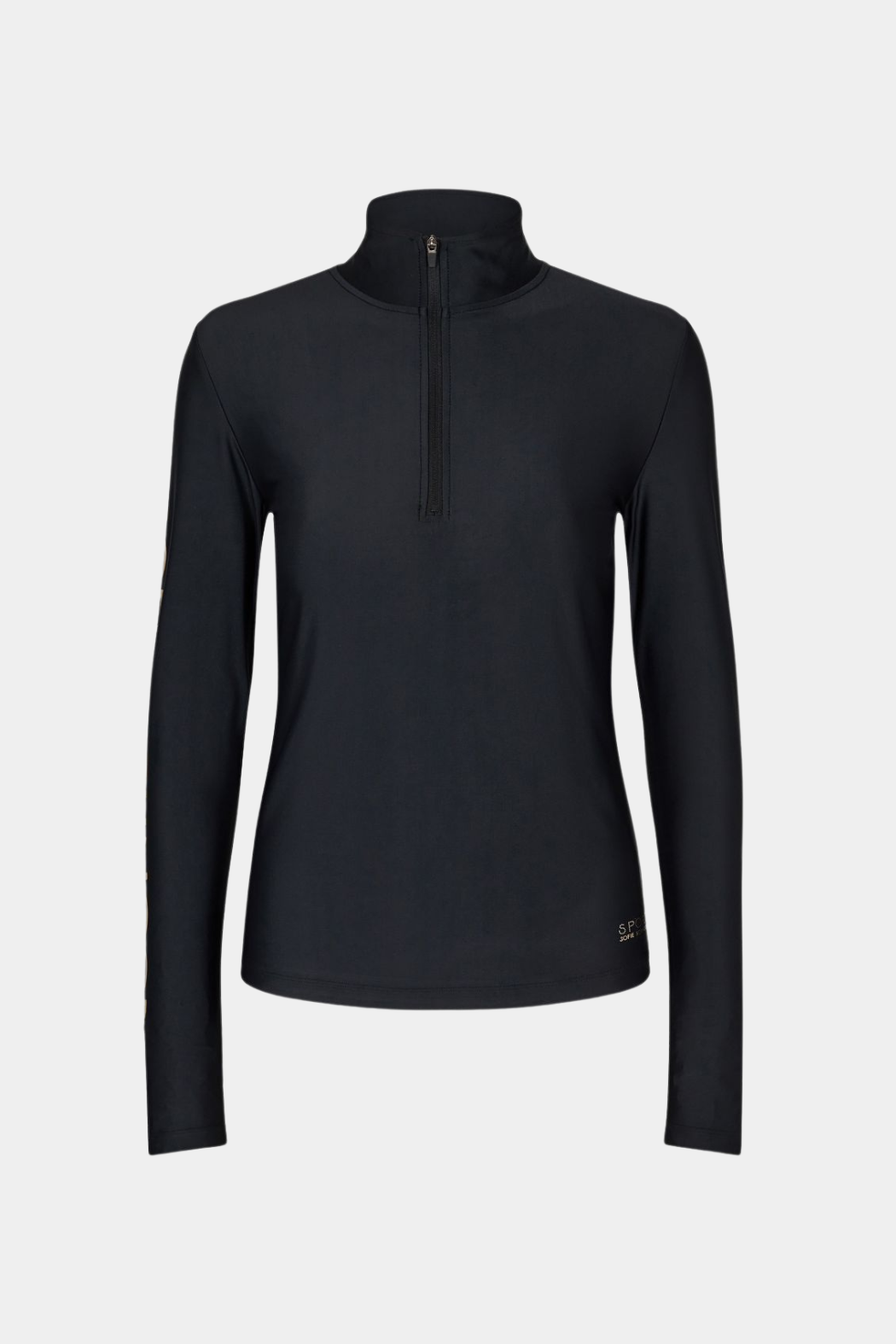 bluse, blouse, træningsbluse, træning, fitness, motion, sort, tryk, schnoor, sport, sporty, lynlås, fin, smuk, elegant, klassisk, feminin, cool, rå, sej, pæn, musthave, basis, basic, hverdag,