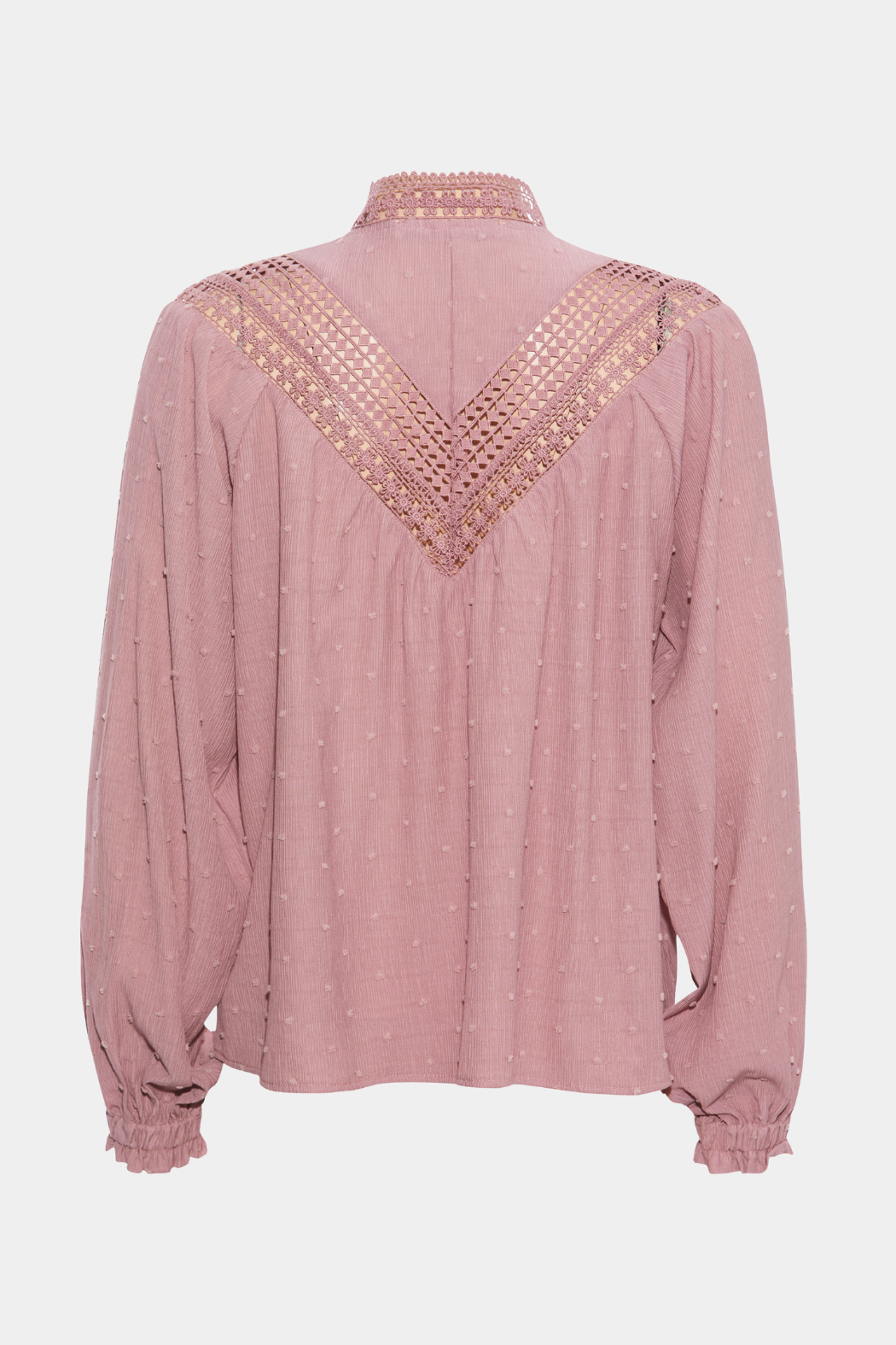 Skjorte, shirt, bluse, rosa, gammelrosa, lyserød, knapper, blonder, blonde, lace, flæser, prikker, let, transparent, gennemsigtig, let, fin, smuk, elegant, klassisk, feminin, pæn, rå, cool, sej, unik, yndig, musthave, hverdag, fest