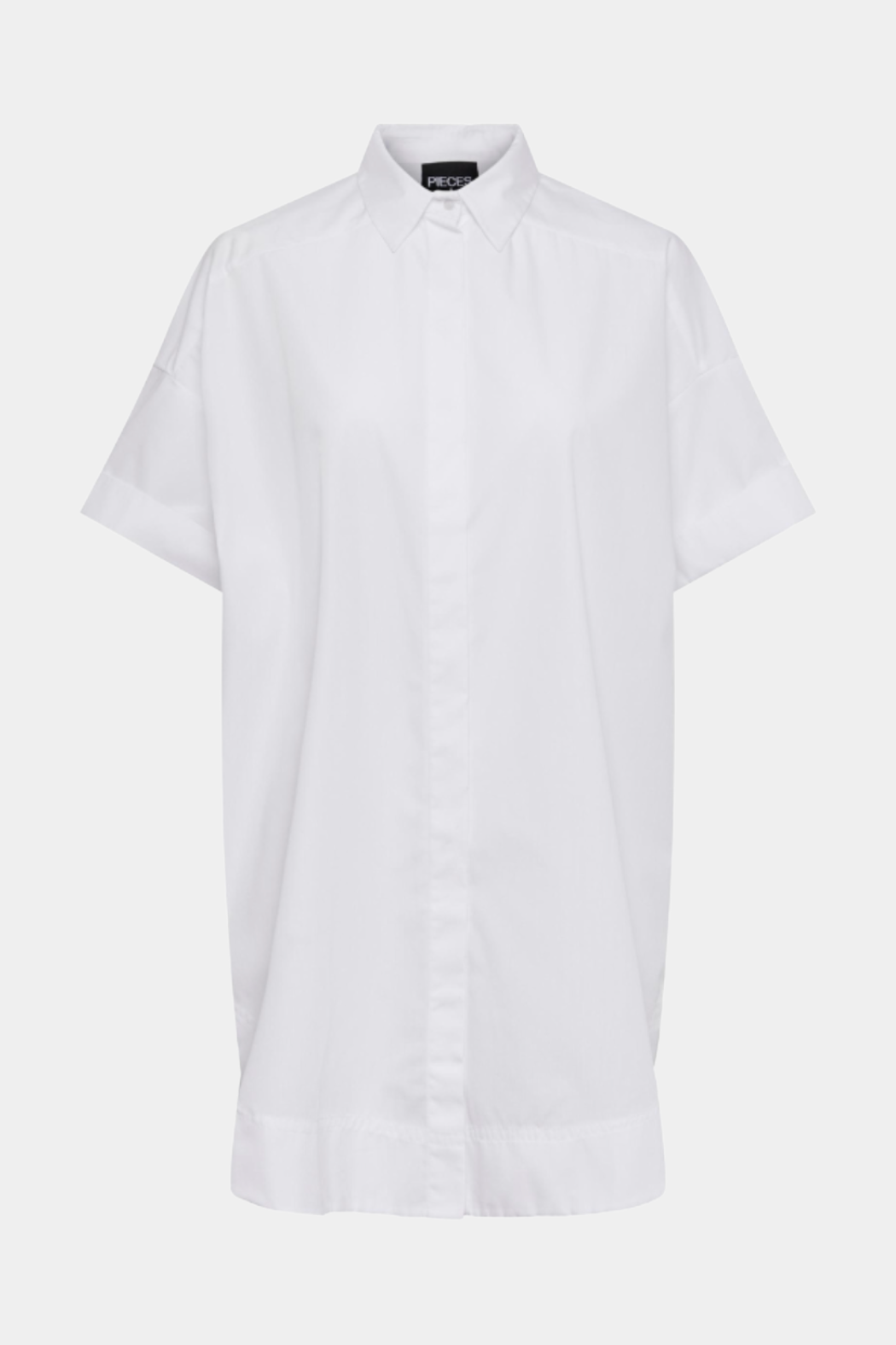 skjorte, shirt, oversize, løs, loose, hvid, white, kortærmet, boyfriend, cool, hverdag, fest, fin, sommer, bomuld, cotton, åndbar, woman, lady, kvinde, dame