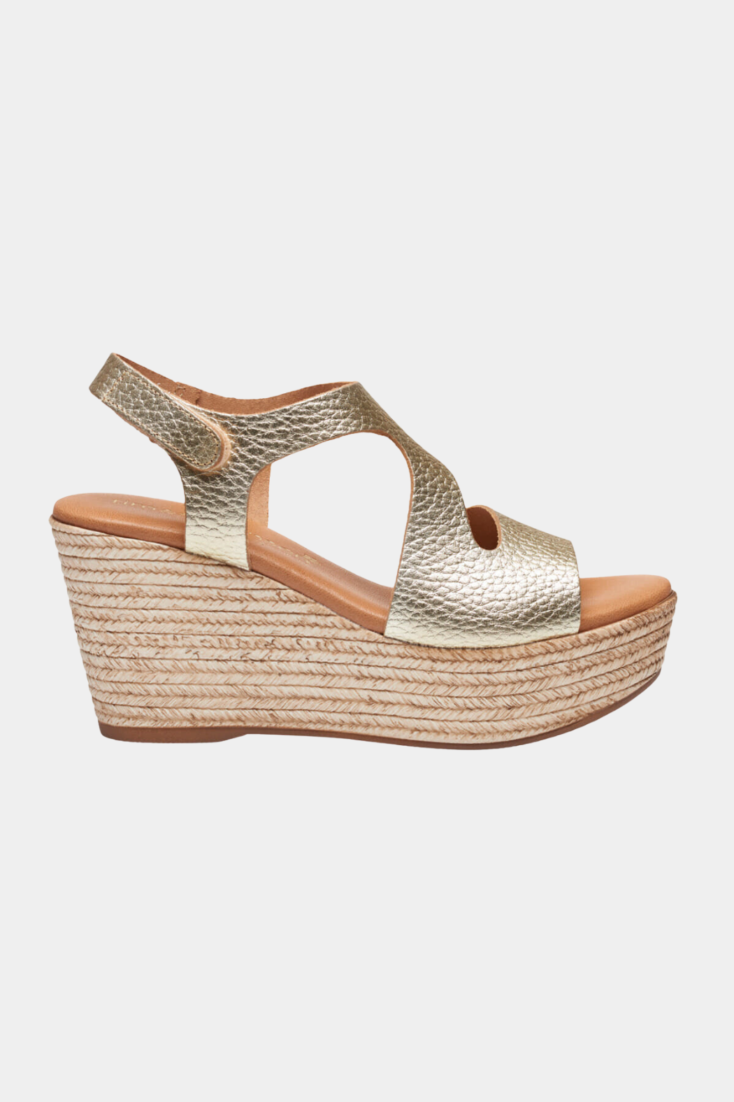 sandal, plateau, wedge, høj, heel, blok, læder, leather, uden syninger, seamless, velcro, blød, soft, behagelig, komfortabel, sommer, summer, sommersandal, elegant, fin, feminin, hverdag, fest, kvinde, dame, woman
