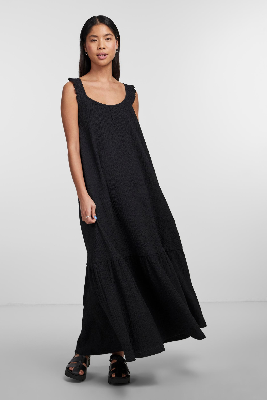 PCLullu strap ankle dress, black