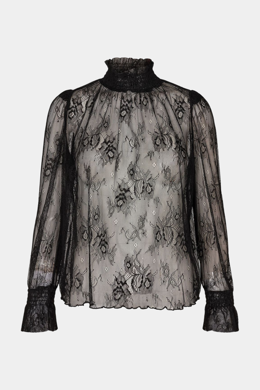 blonde, lace, blondebluse, blondetop, høj hals, smock, turtle neck, flæse, flæser, løs, loose, elegant, fin, feminin, hverdag, fest, kvinde, dame, woman