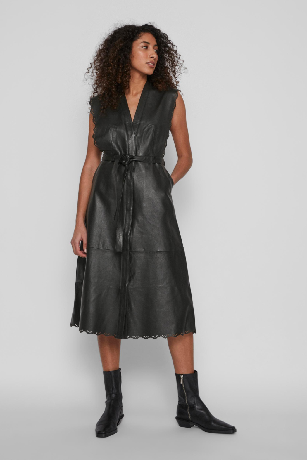 VISascha S/L leather midi dress