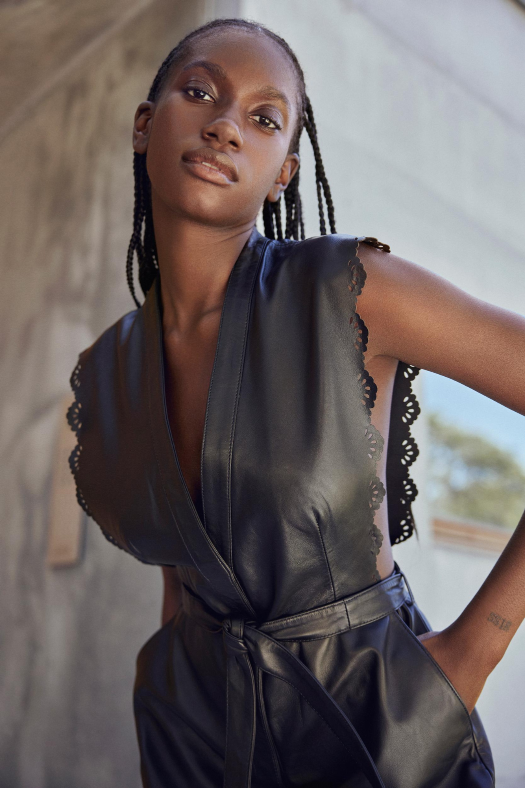 VISascha S/L leather midi dress