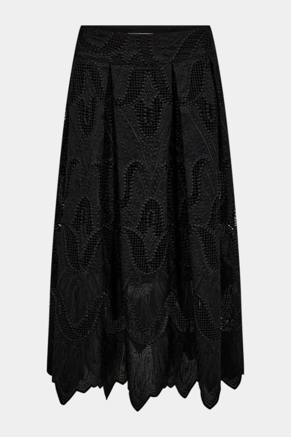 nederdel, skirt, midi, maxi, blonde, lace, a-shape, løs, loose, flower, elegant, fin, feminin, hverdag, fest, smuk, rå, cool, kvinde, dame, woman, sort, black