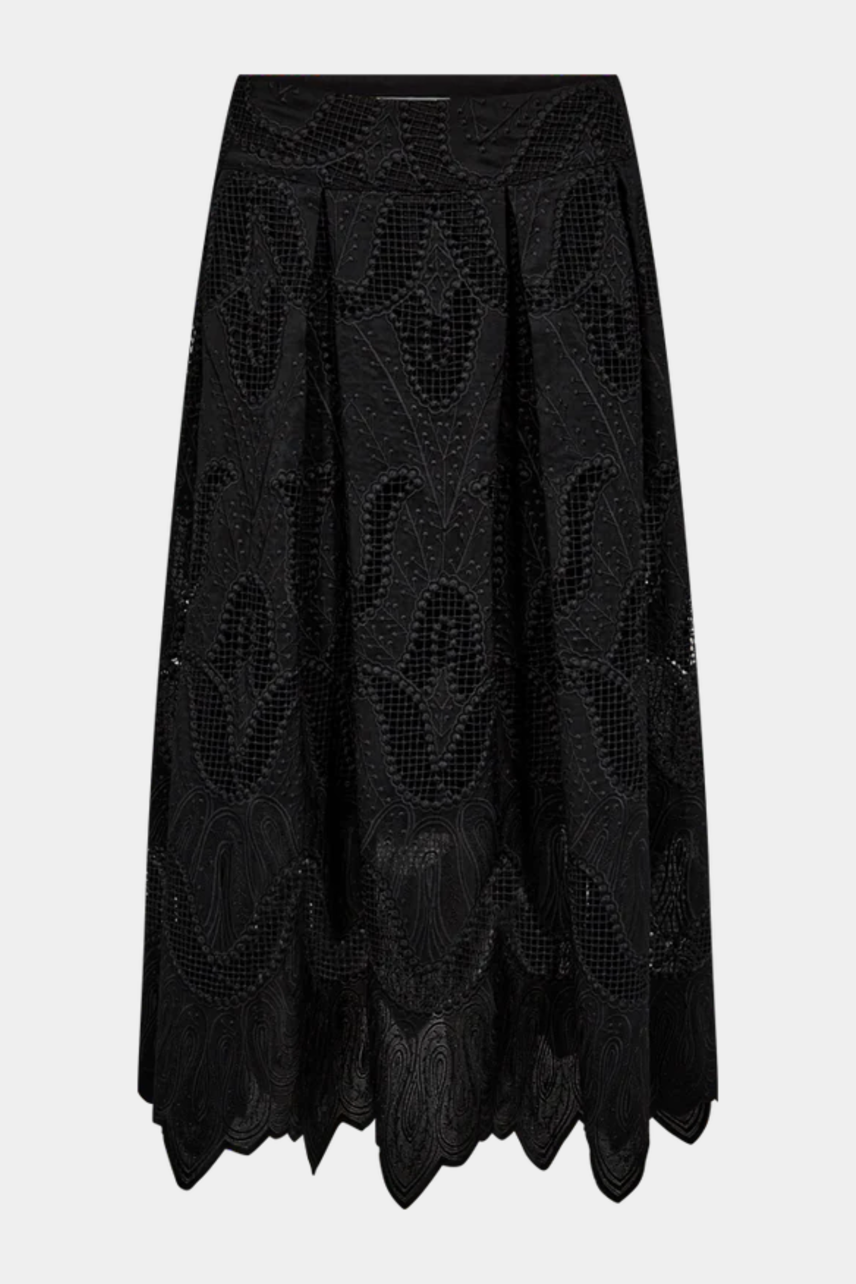 nederdel, skirt, midi, maxi, blonde, lace, a-shape, løs, loose, flower, elegant, fin, feminin, hverdag, fest, smuk, rå, cool, kvinde, dame, woman, sort, black