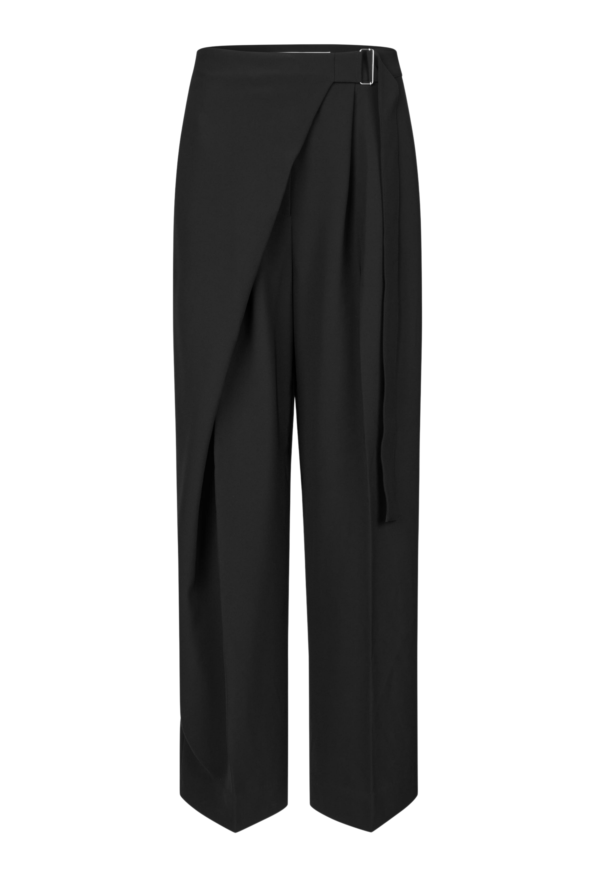 Fin, smuk, elegant, klassisk, staple, feminin, pæn, rå, cool, sej, unik, musthave, hverdag, fest, kvinde, dame, woman, pant, buks, bukser, trousers, pants, sort, black, wrap, straight, wide, pressefolder, skrålommer, work, business, arbejde, work