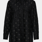 skjorte, shirt, overshirt, jakke, frakke, cardigan, oversize, løs, loose, stor, jacquard, print, mønster, lommer, brystlommer, langærmet, sort, black, cool, rå, atypisk, fashion, mode, cool, rå, hverdag, fest, elegant, fin, feminin, kvinde, dame, woman