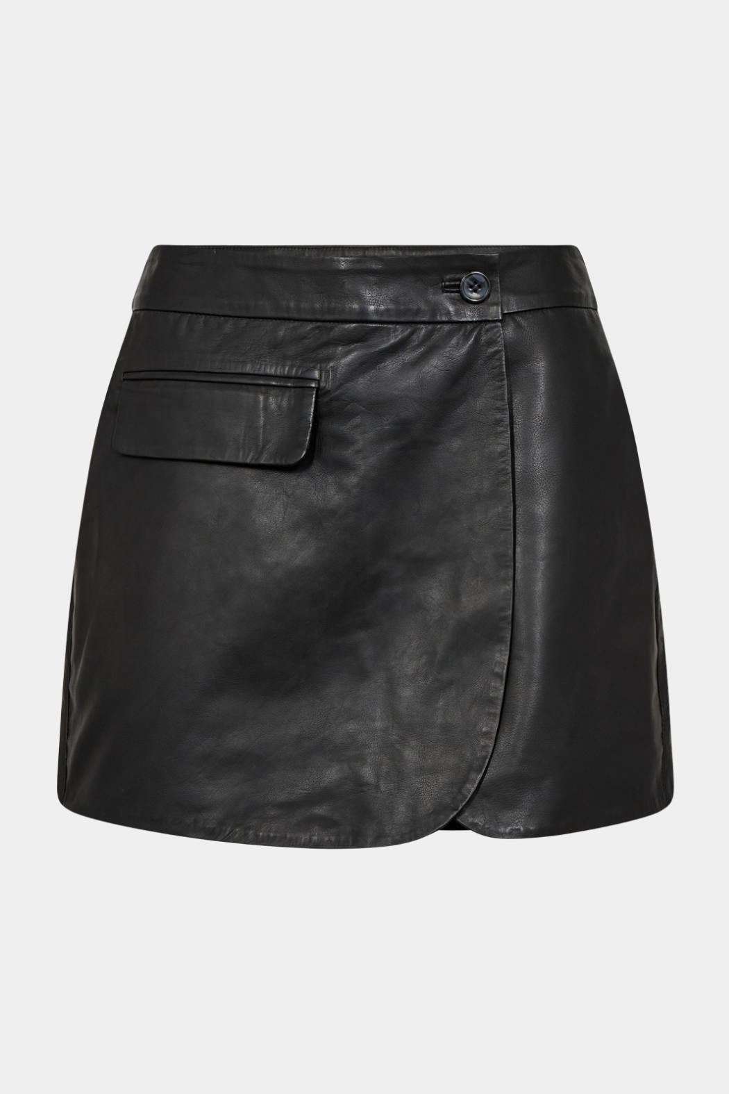 nederdel, shorts, skirt, skind, læder, leather, sort, black, wrap, Fin, smuk, elegant, klassisk, feminin, pæn, rå, cool, sej, unik, musthave, hverdag, fest 