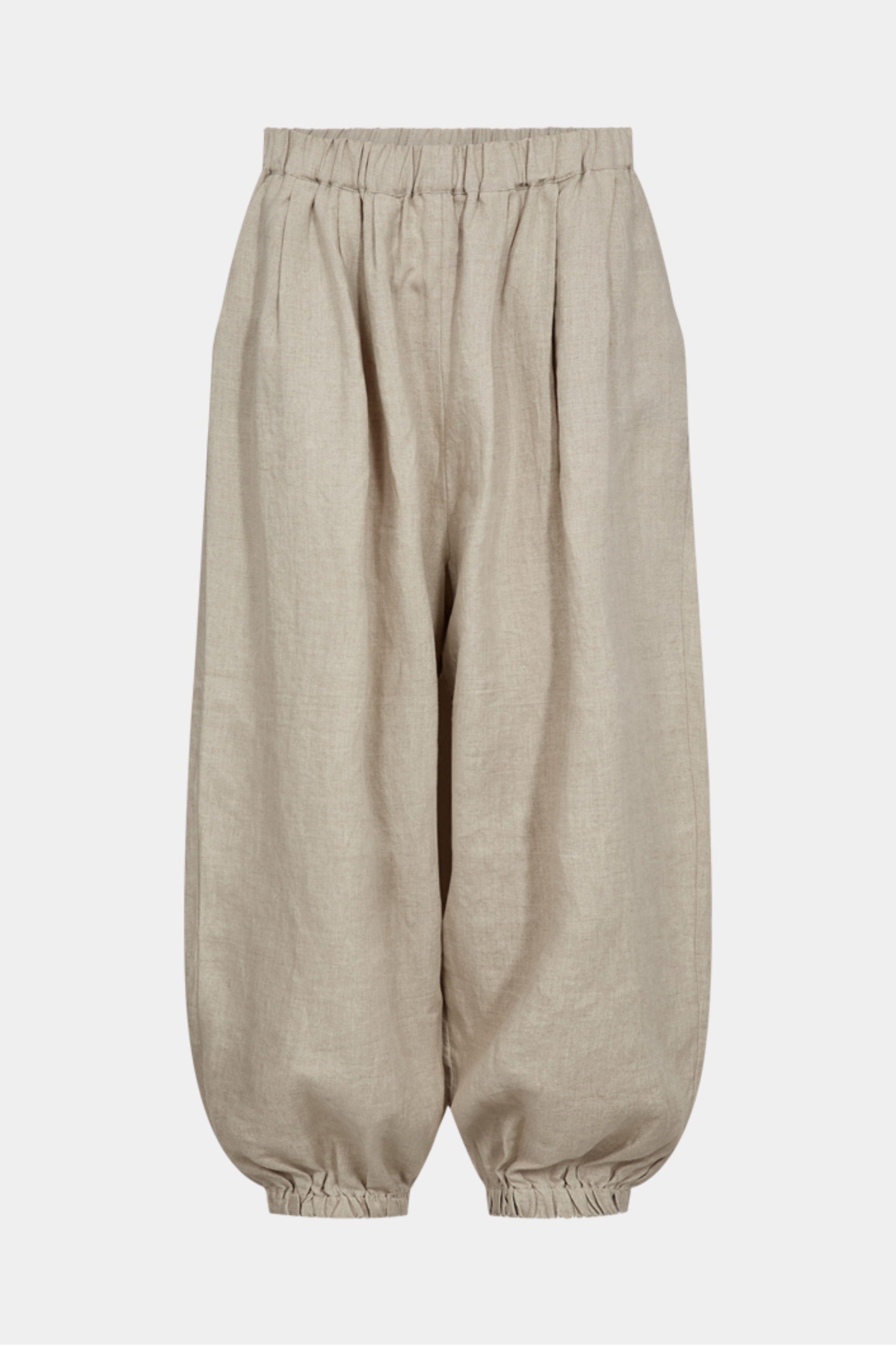 buks, bukser, ballon, balloon, hør, linen, beige, creme, løse, Fin, smuk, elegant, klassisk, staple, feminin, pæn, rå, cool, sej, unik, musthave, hverdag, fest, kvinde, dame, woman
