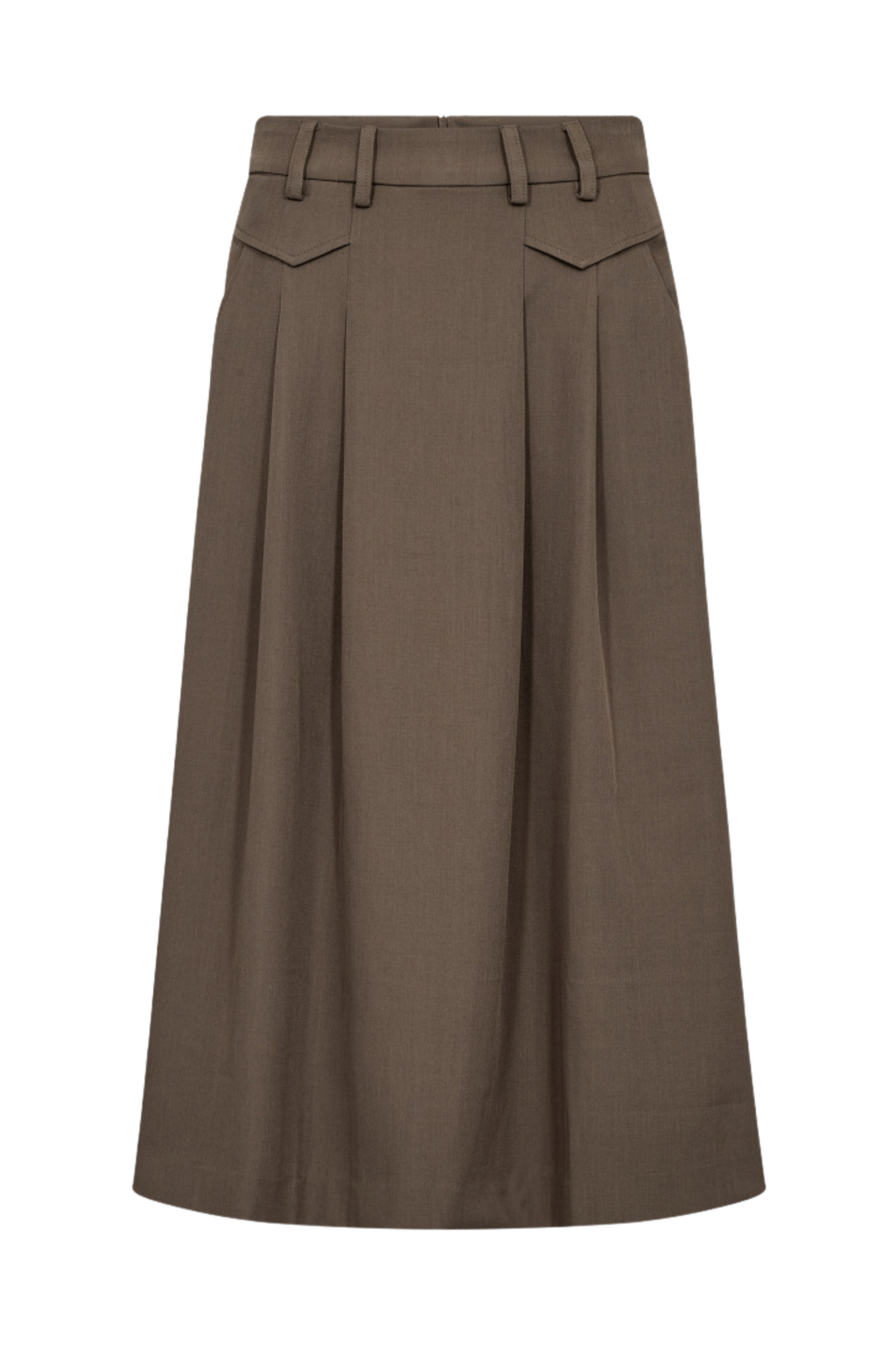 nederdel, skirt, midi, maxi, brun, valnød, Fin, smuk, elegant, klassisk, staple, feminin, pæn, rå, cool, sej, unik, musthave, hverdag, fest, kvinde, dame, woman
