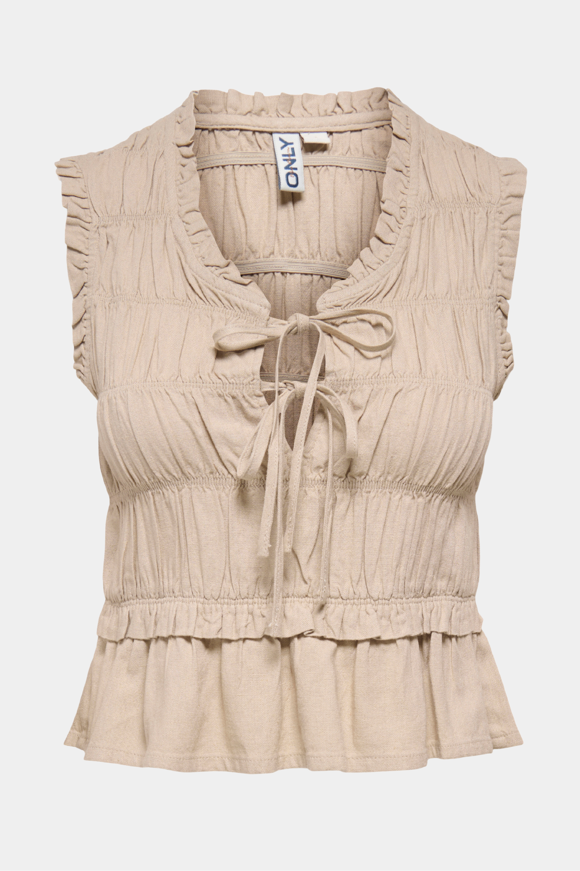 top, bluse, overdel, smok, elastik, kort, bindebånd, flæser, sommer, sol, Fin, smuk, elegant, klassisk, staple, feminin, pæn, rå, cool, sej, unik, musthave, hverdag, fest, kvinde, dame, woman
