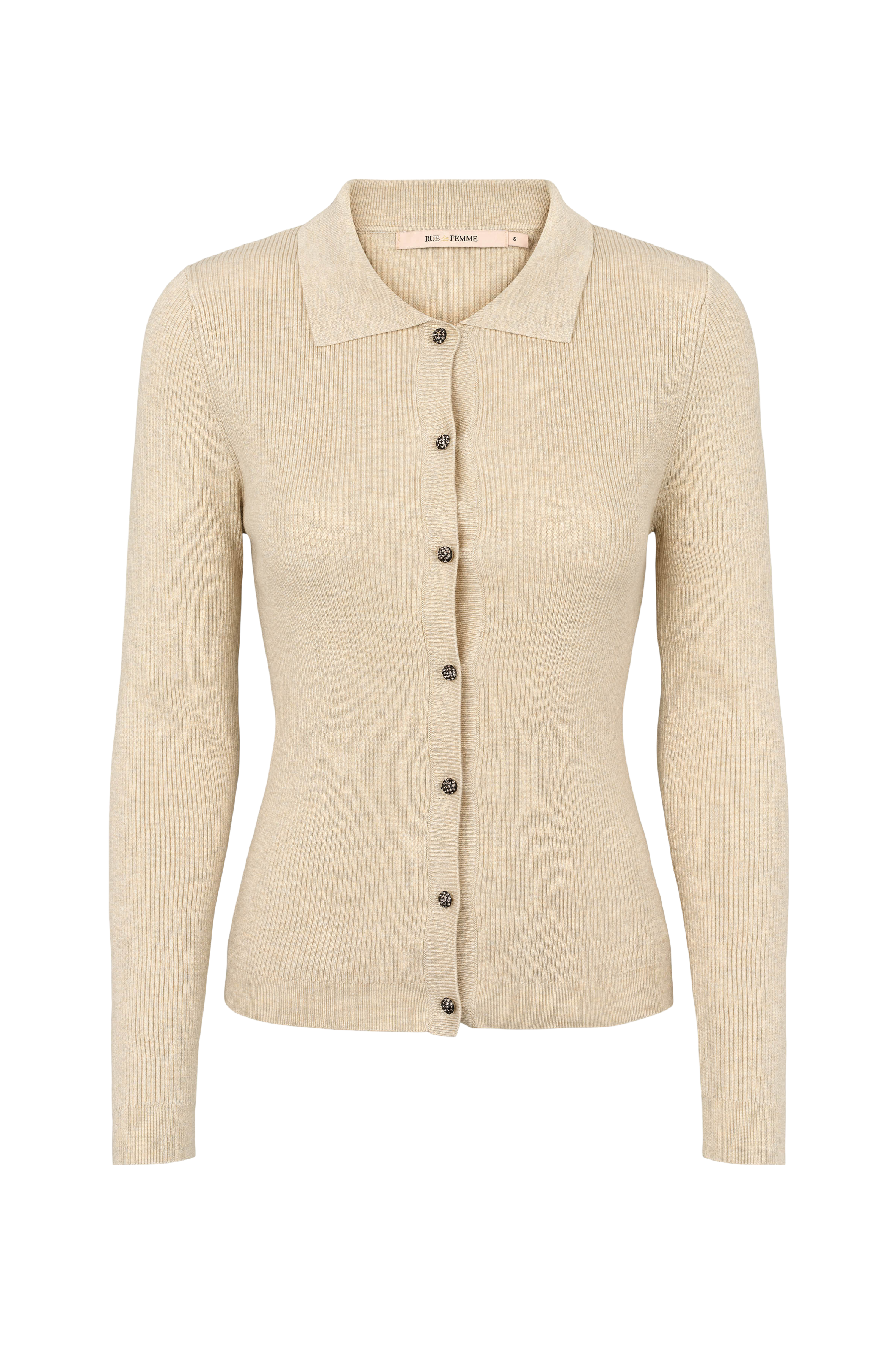 caredigan, stik, knit, beige, melange, knapper, krave, rib, varm, Fin, smuk, elegant, klassisk, staple, feminin, pæn, rå, cool, sej, unik, musthave, hverdag, fest, kvinde, dame, woman