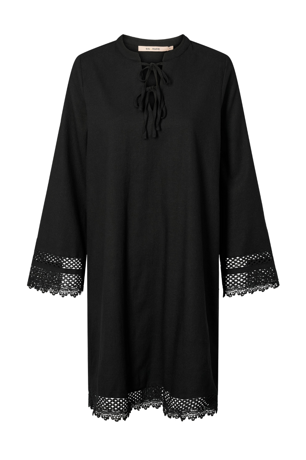 kjole, dress, sort, blonde, lace, bindebånd, let, luftig Fin, smuk, elegant, klassisk, feminin, pæn, rå, cool, sej, unik, musthave, hverdag, fest 