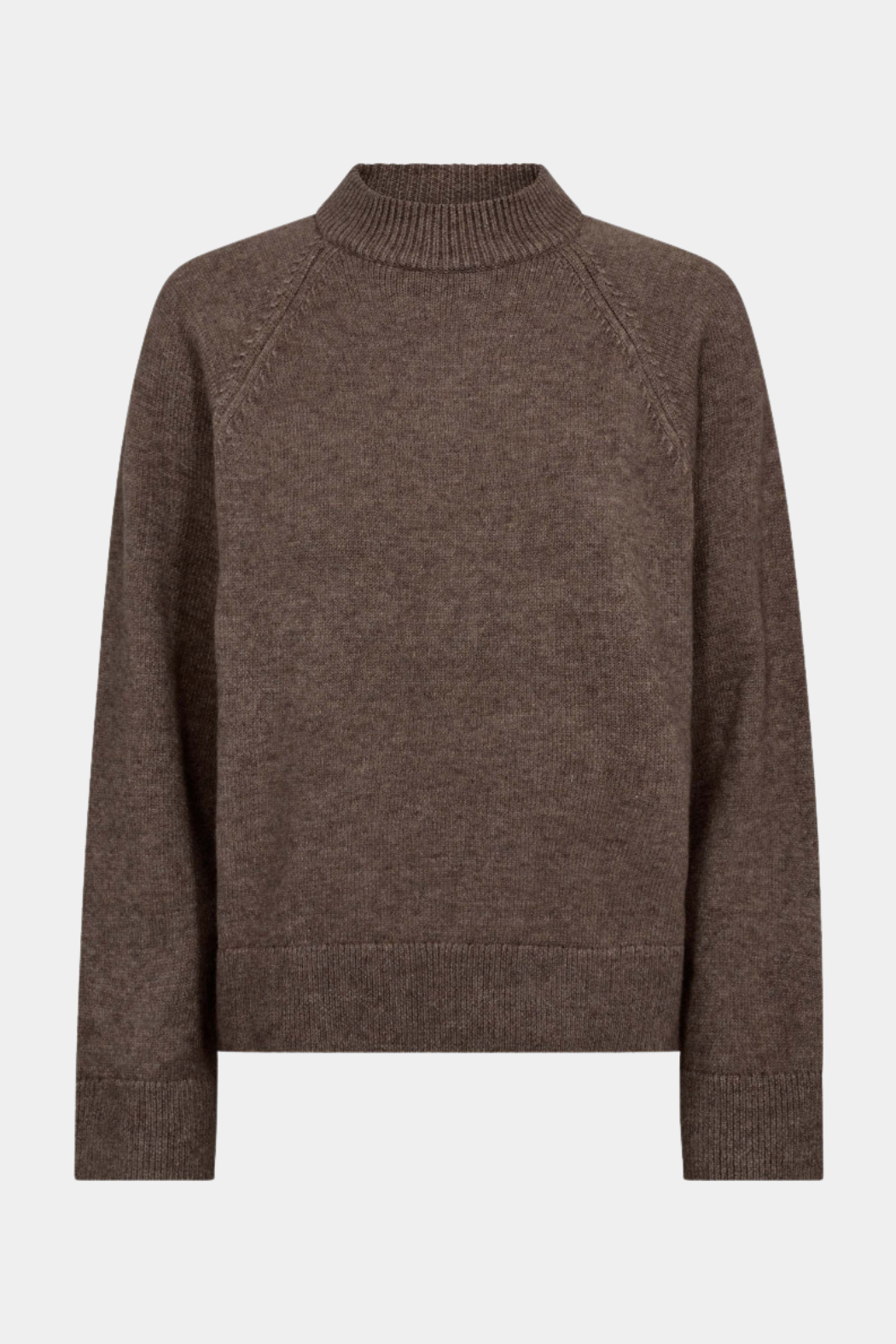 strik, knit, blød, varm, brun, melange, højhals, Fin, smuk, elegant, klassisk, staple, feminin, pæn, rå, cool, sej, unik, musthave, hverdag, fest, kvinde, dame, woman

