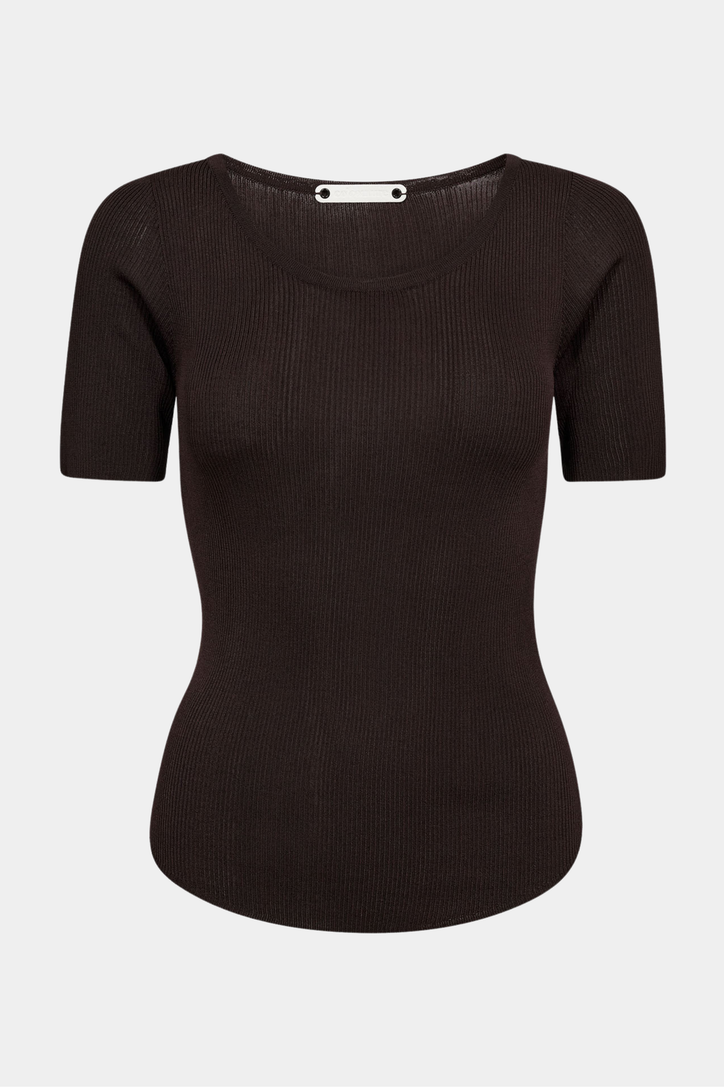 tee, tshirt, rib, tætsiddende, brun, mørkebrun, brown, fin, smuk, elegant, klassisk, feminin, pæn, rå, cool, sej, unik, musthave, hverdag, fest