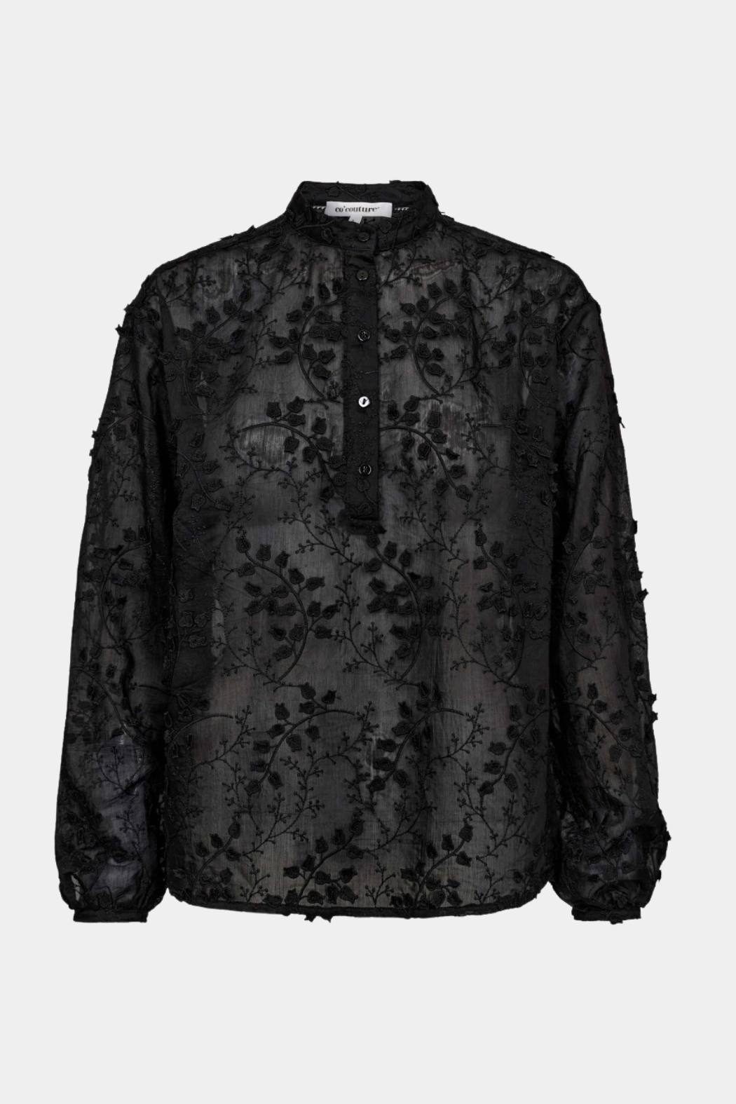 skjorte, shirt, sort, black, knapper, broderi, transparent, gennemsigtig, Fin, smuk, elegant, klassisk, staple, feminin, pæn, rå, cool, sej, unik, musthave, hverdag, fest, kvinde, dame, woman
