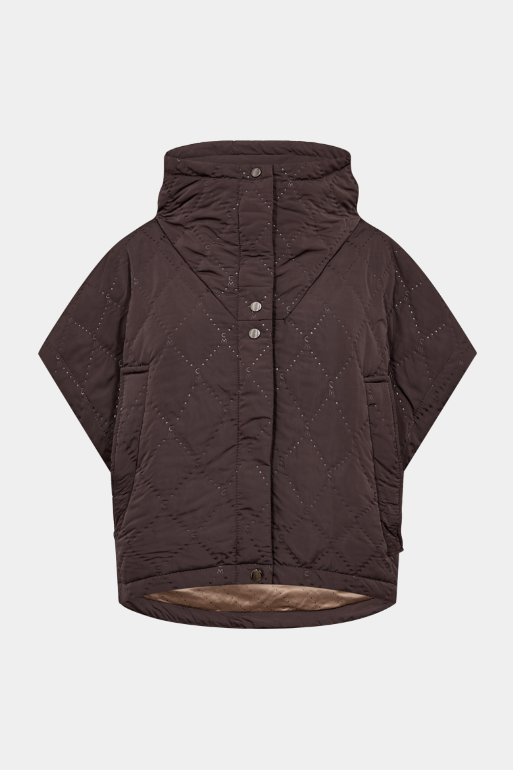 vest, vatteret, varm, lynlås, brun, mørkebrun, brown, knapper, Fin, smuk, elegant, klassisk, staple, feminin, pæn, rå, cool, sej, unik, musthave, hverdag, fest, kvinde, dame, woman
