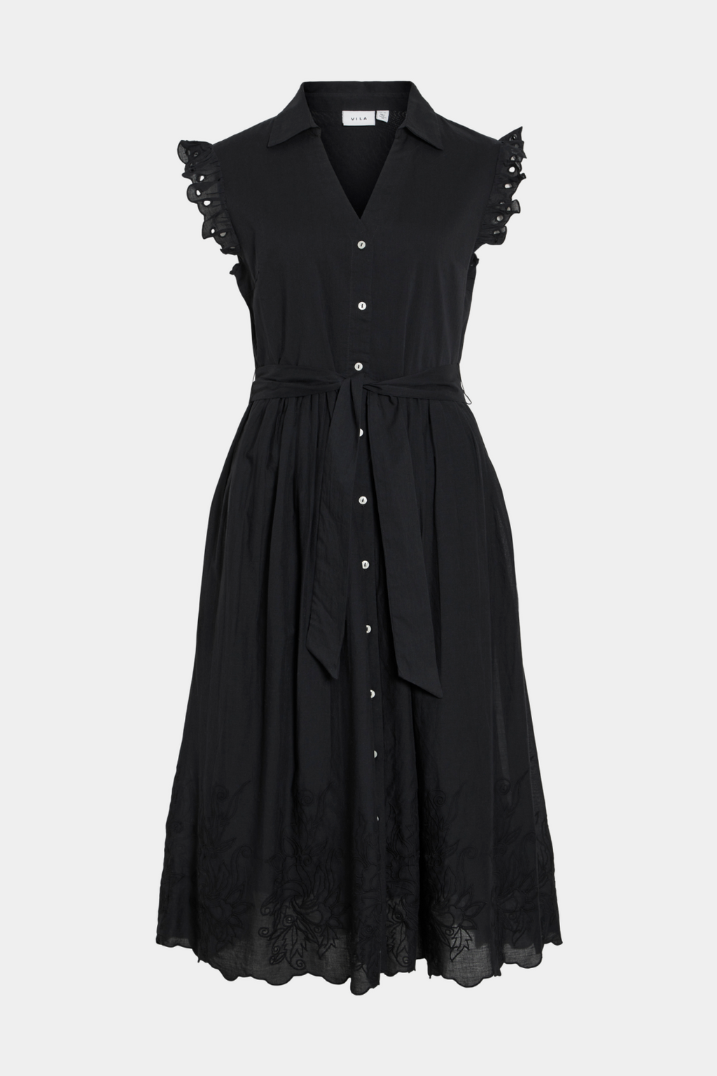 kjole, dress, lang, flæser, blonder, blonde, bindebånd, knapper, let, sort, black Fin, smuk, elegant, klassisk, feminin, pæn, rå, cool, sej, unik, musthave, hverdag, fest 