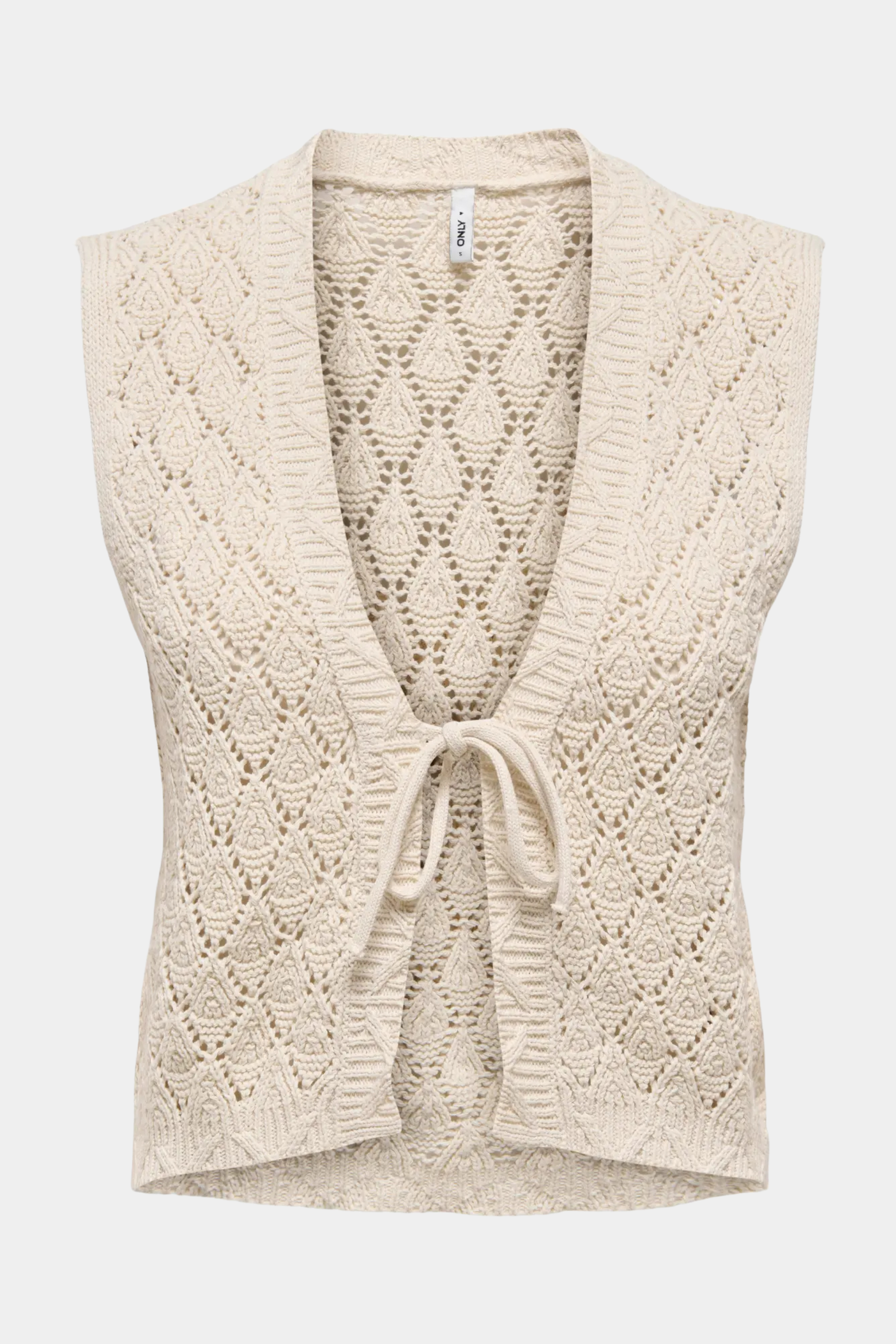 vest, knit, strik, strikket, let, bindebånd, beige, creme, blød, fin, smuk, elegant, klassisk, feminin, pæn, rå, cool, sej, unik, musthave, hverdag, fest
