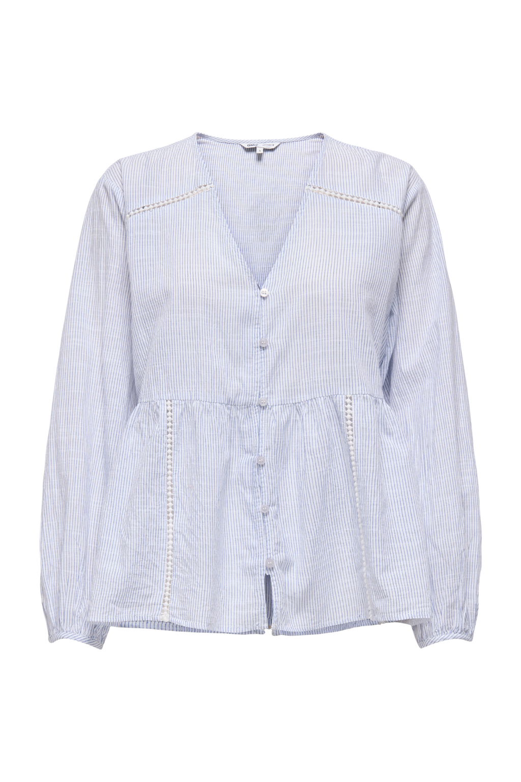 skjorte, shirt, knapper, let, bomuld, lyseblå, striber, stribet, Fin, smuk, elegant, klassisk, staple, feminin, pæn, rå, cool, sej, unik, musthave, hverdag, fest, kvinde, dame, woman
